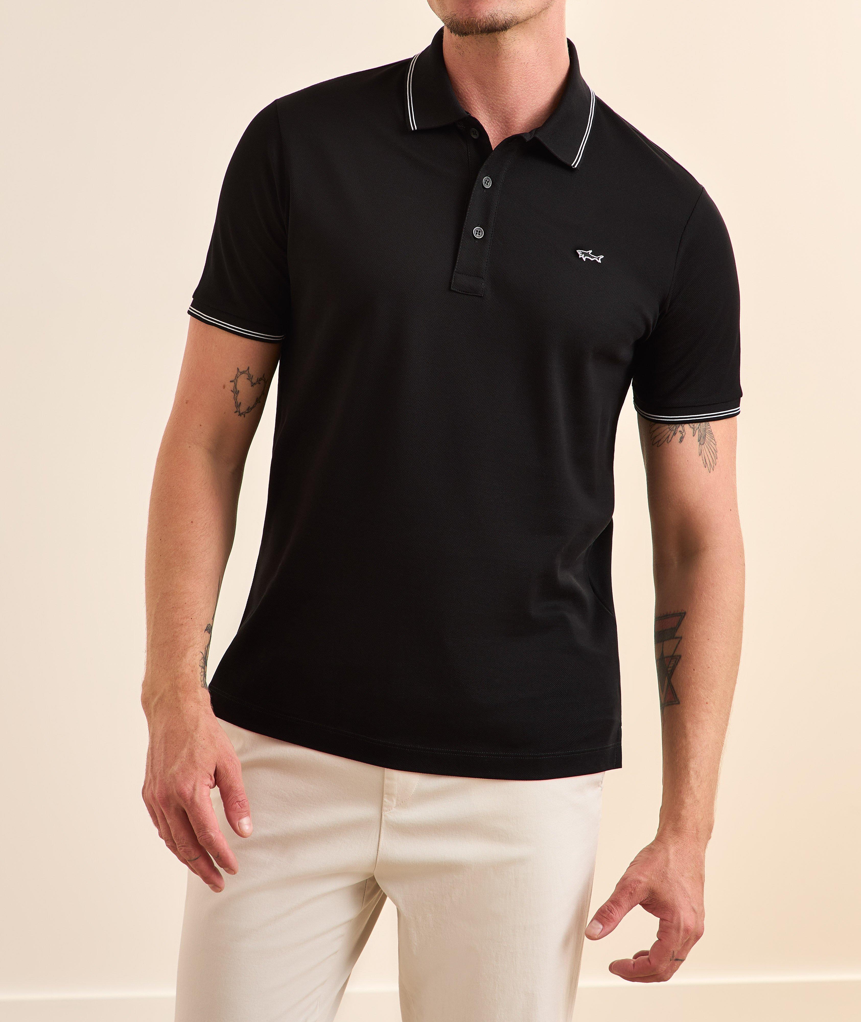 Polo piqué coton mercerisé bordure-rayées image 1