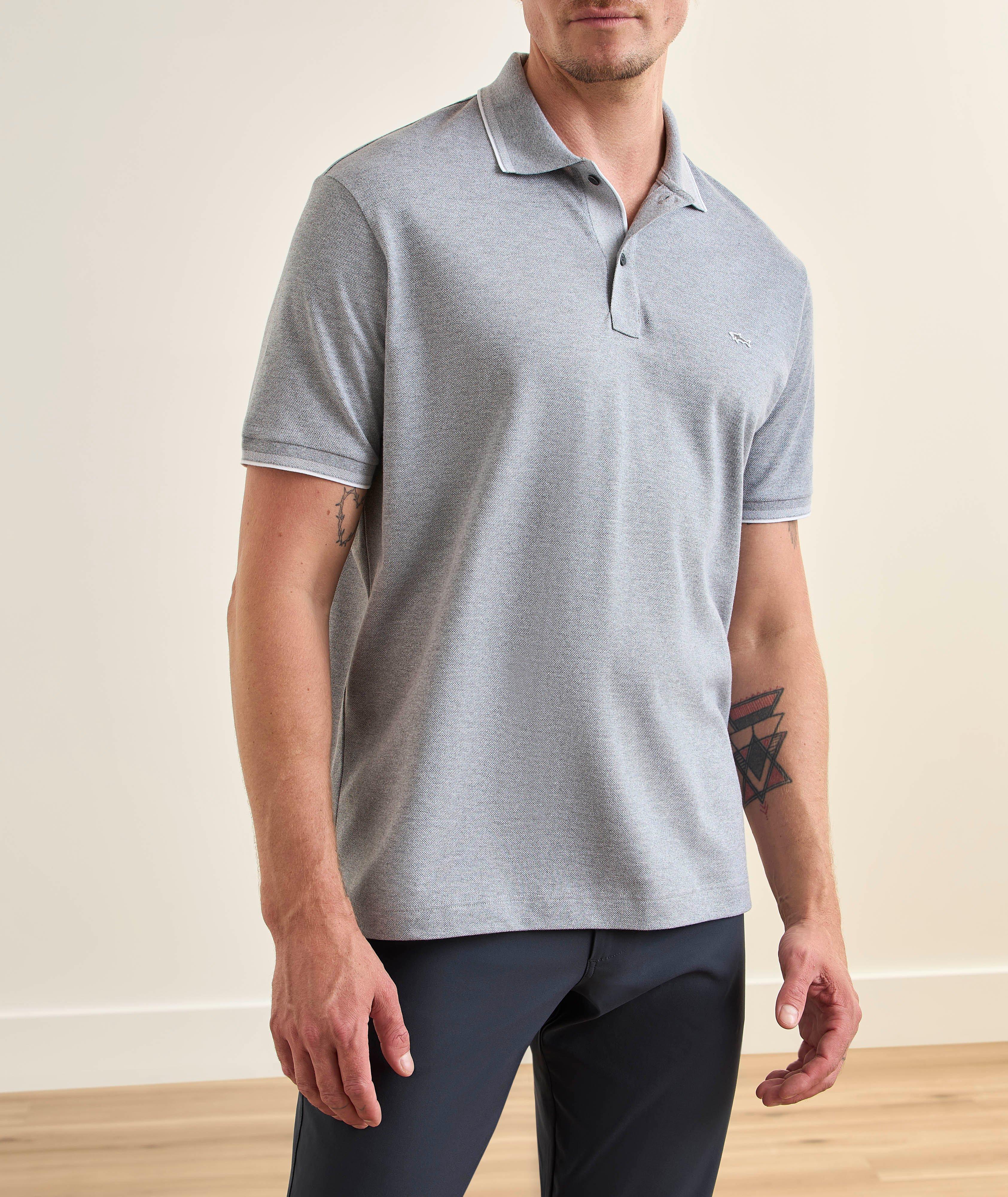 Striped-Trim Logo Cotton Piqué Polo  image 1