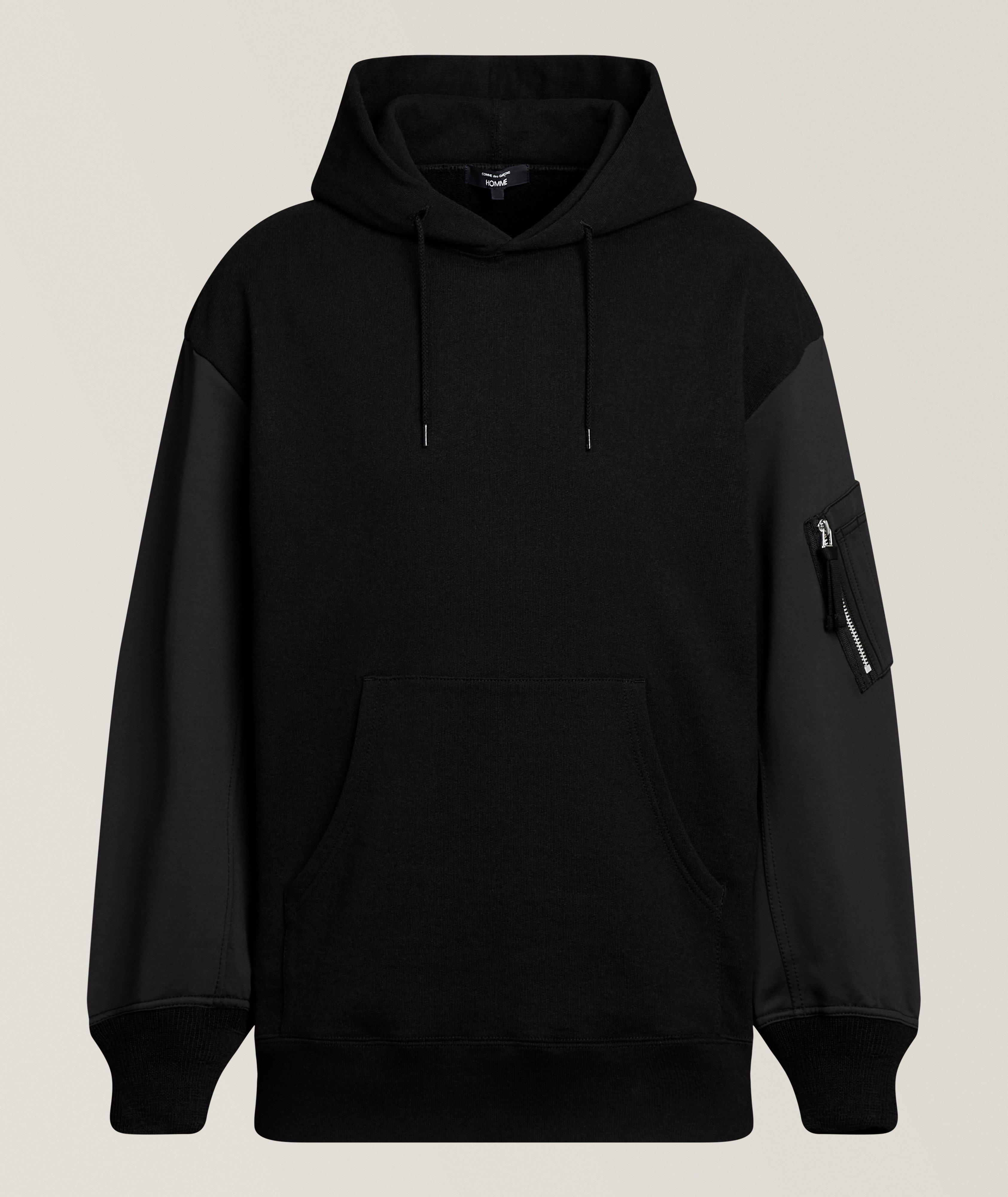 Comme des Garçons Homme Sweatshirt À Capuche Manches Nylon En Noir | Taille Homme Moyen