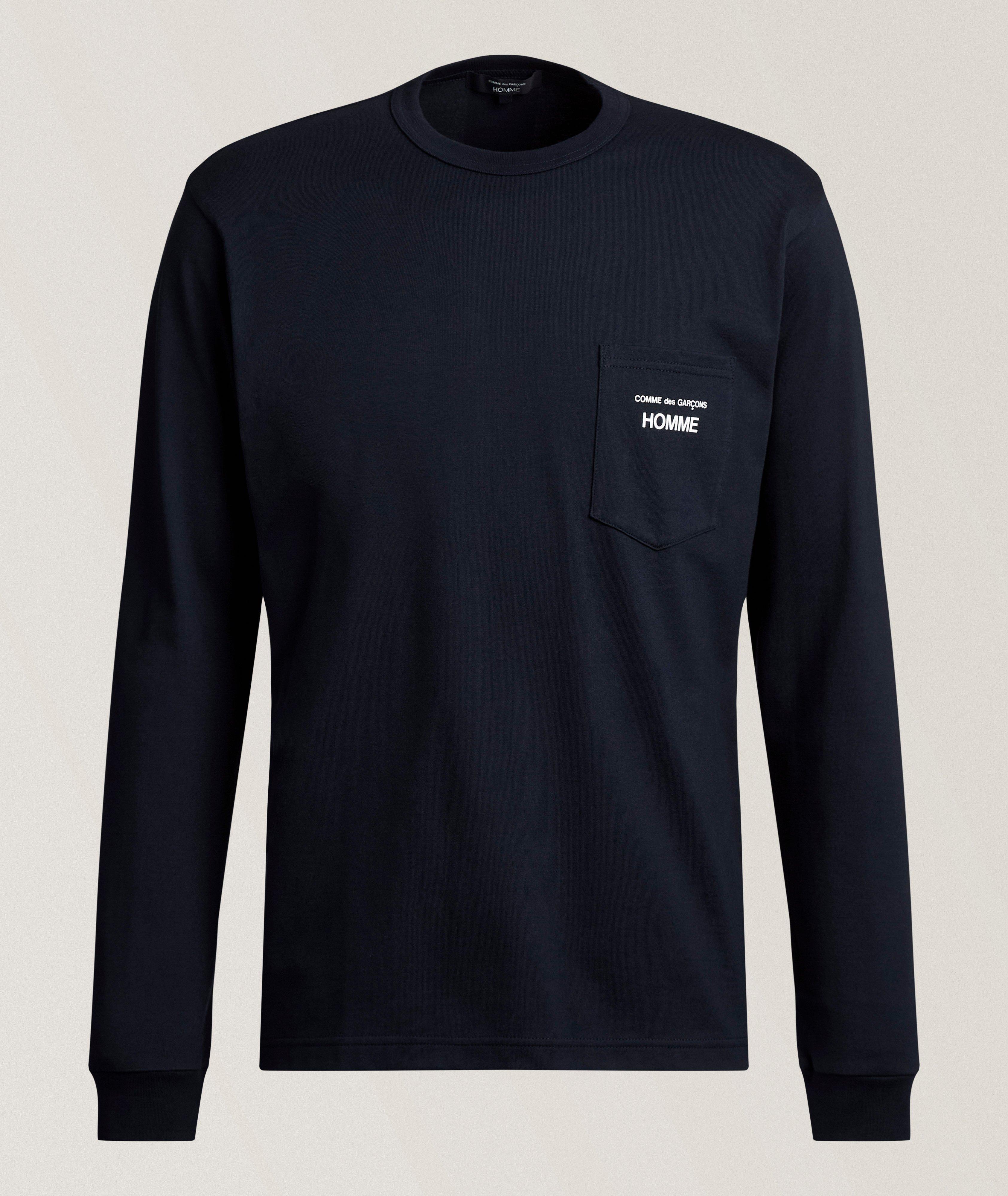 Comme des Garçons Homme T-Shirt Poche Jersey Coton Logo En Bleu | Taille Homme Petit