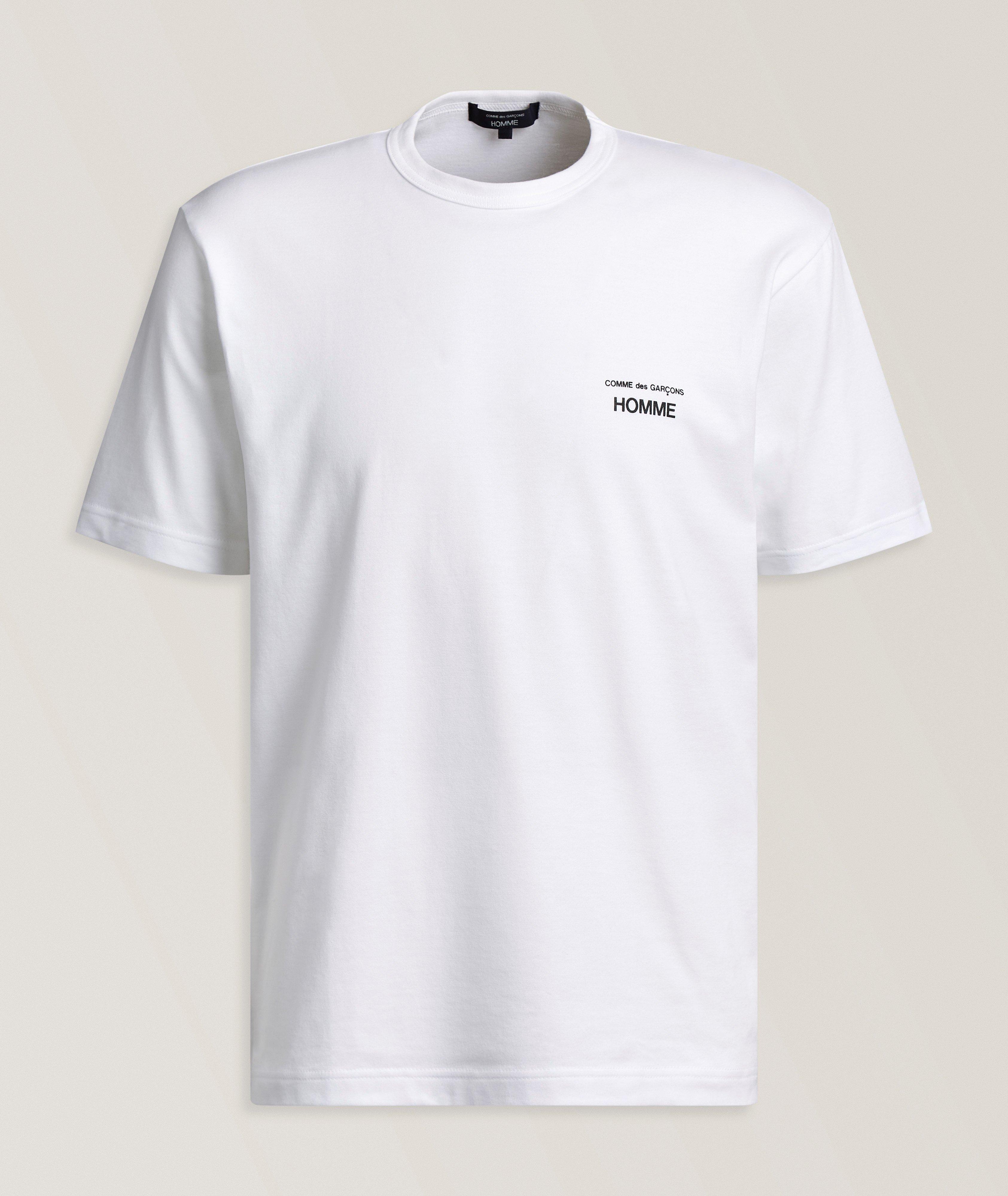 Comme des Garçons Homme T-Shirt Jersey Coton Logo En Blanc | Taille Homme Moyen