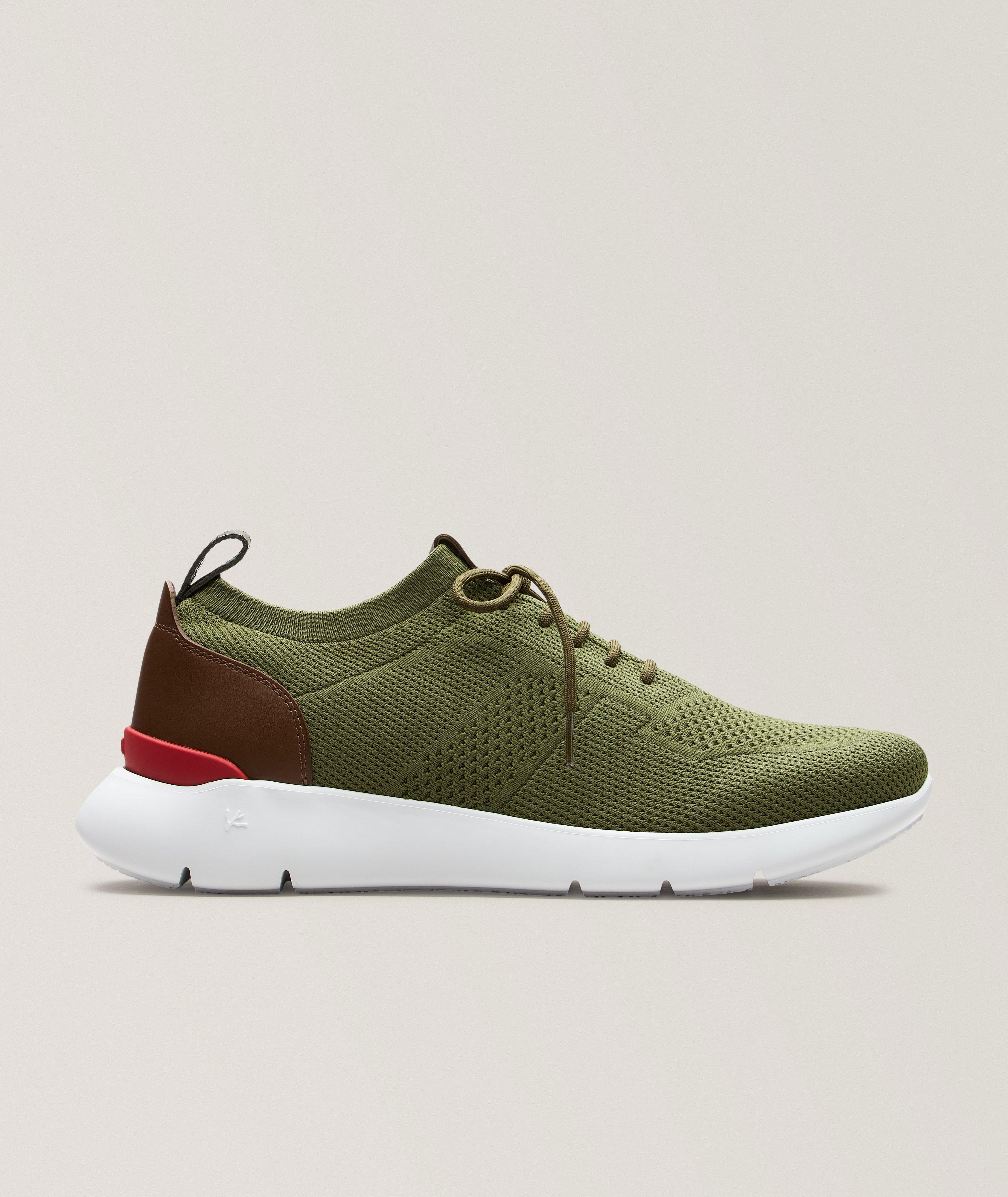 Isaia Chaussures sport en tricot maille panneau-cuir