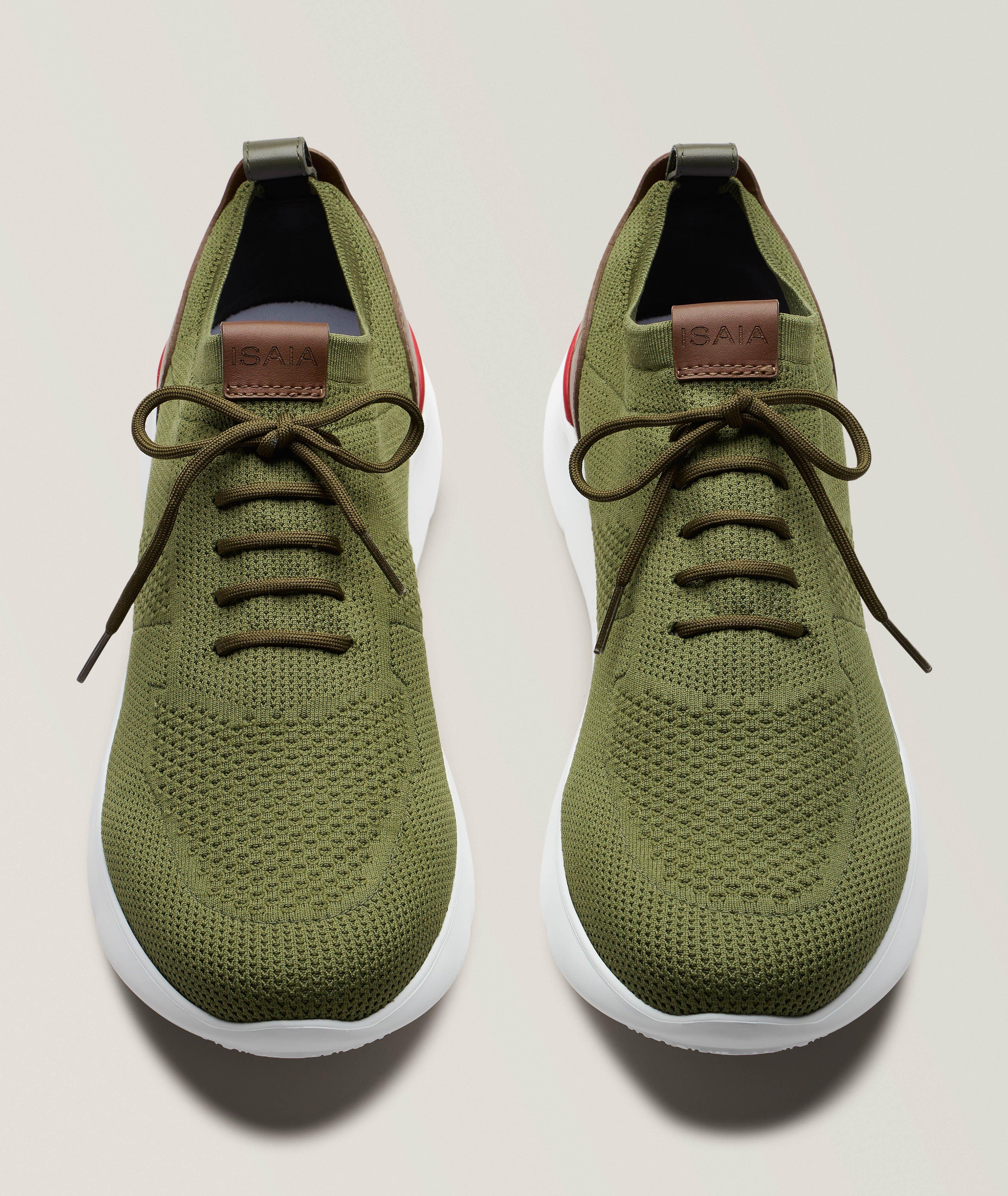 Chaussures sport en tricot maille panneau-cuir image 1