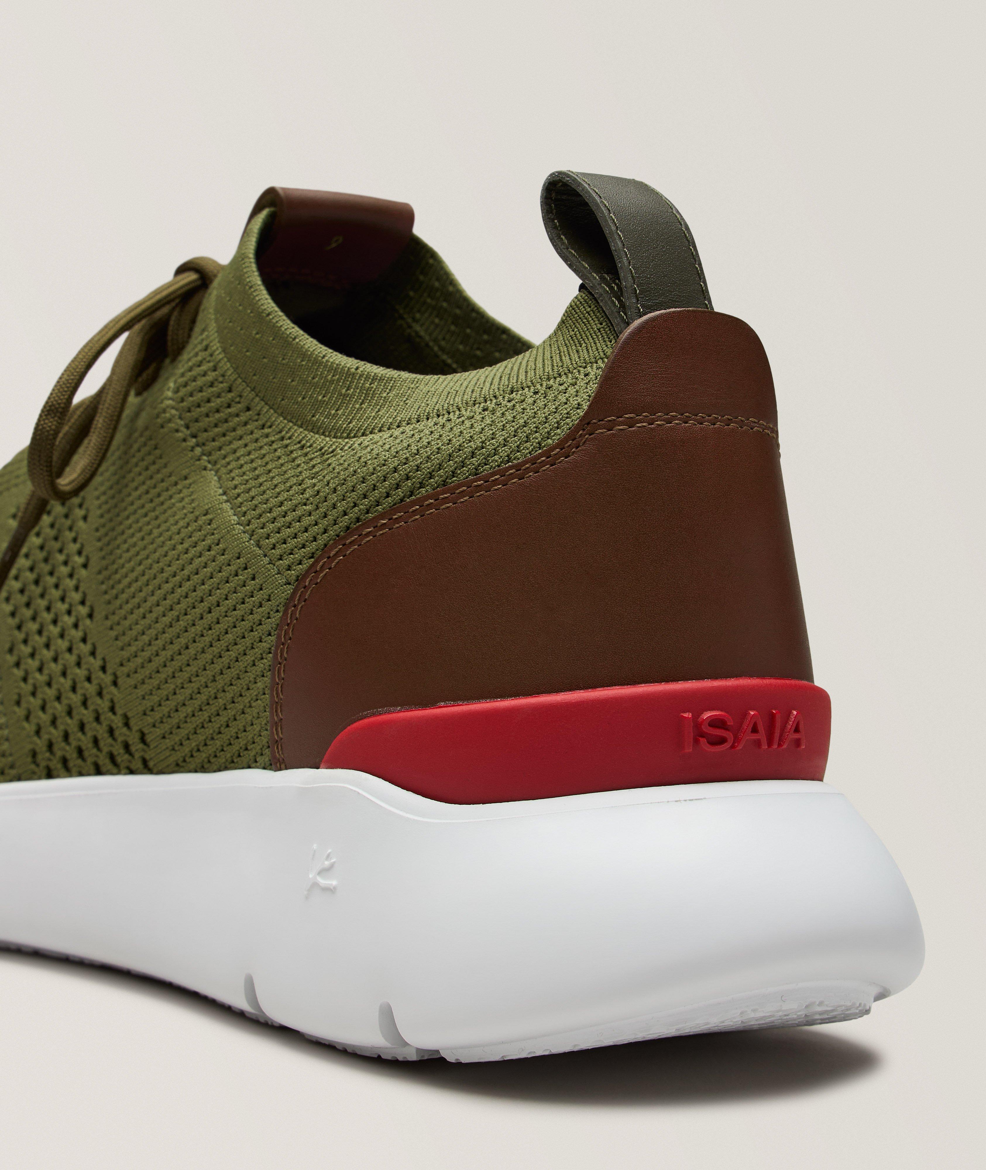 Chaussures sport en tricot maille panneau-cuir image 2