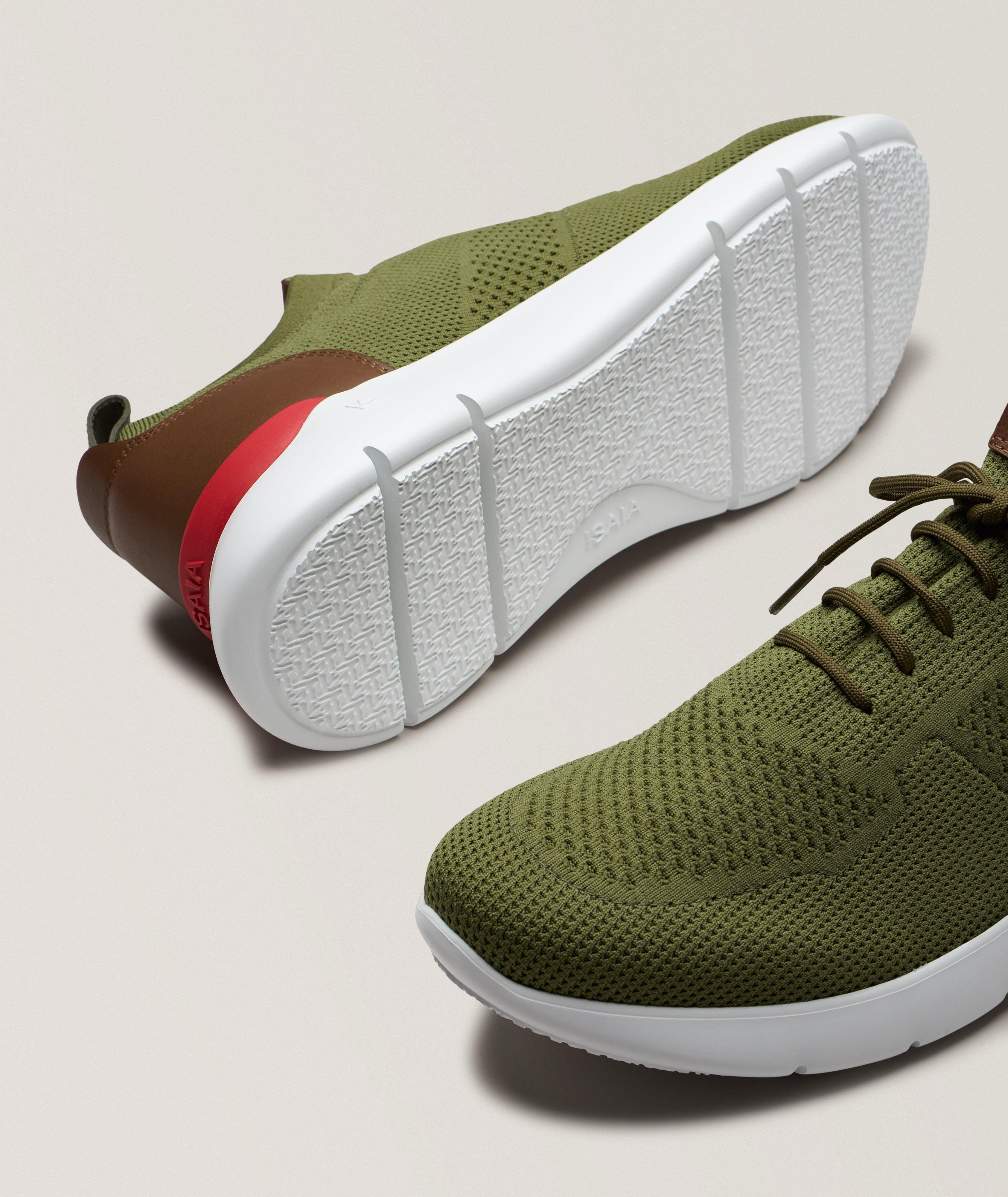 Chaussures sport en tricot maille panneau-cuir image 3