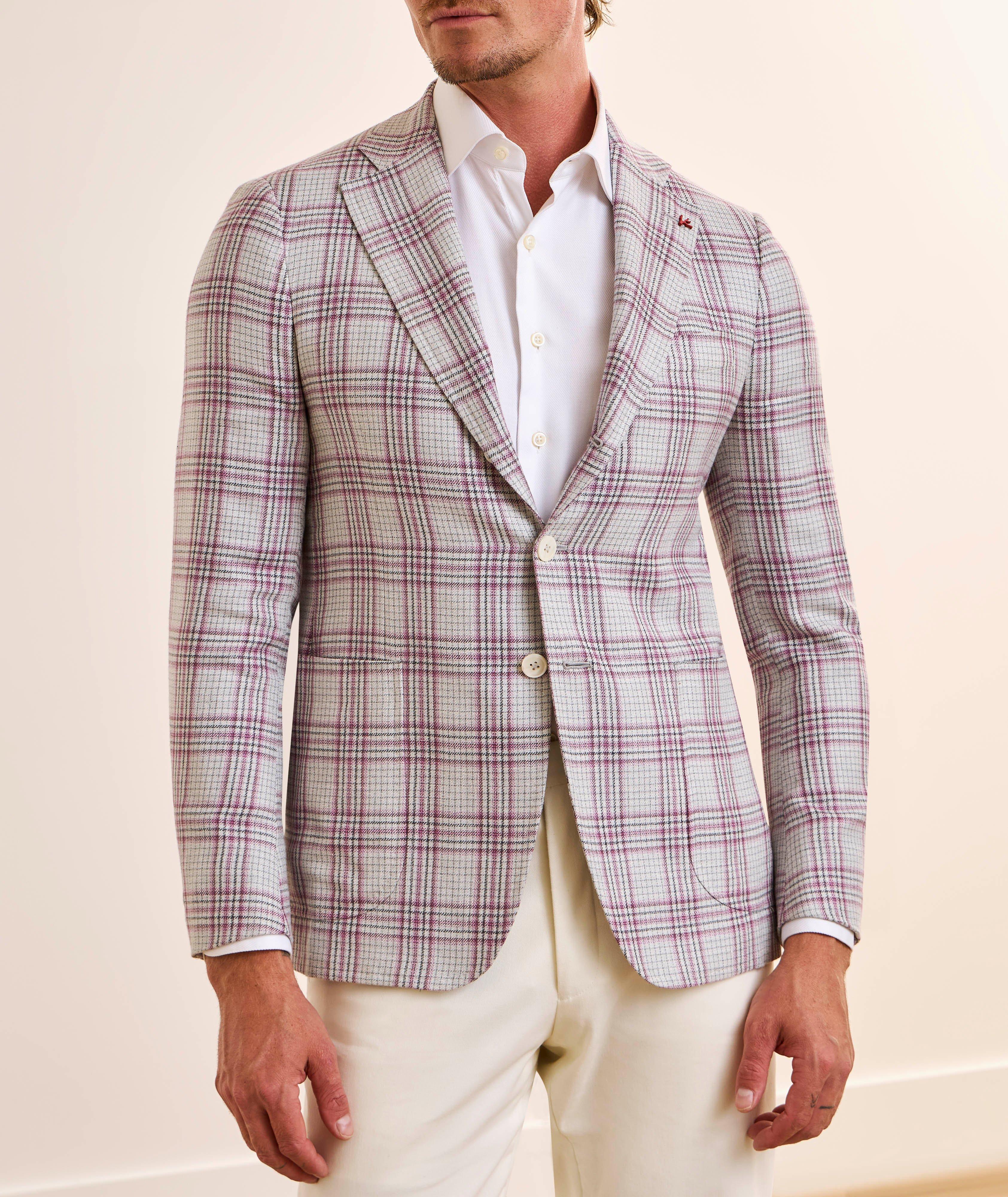Windowpane Wool-Silk-Linen Sport Jacket image 1