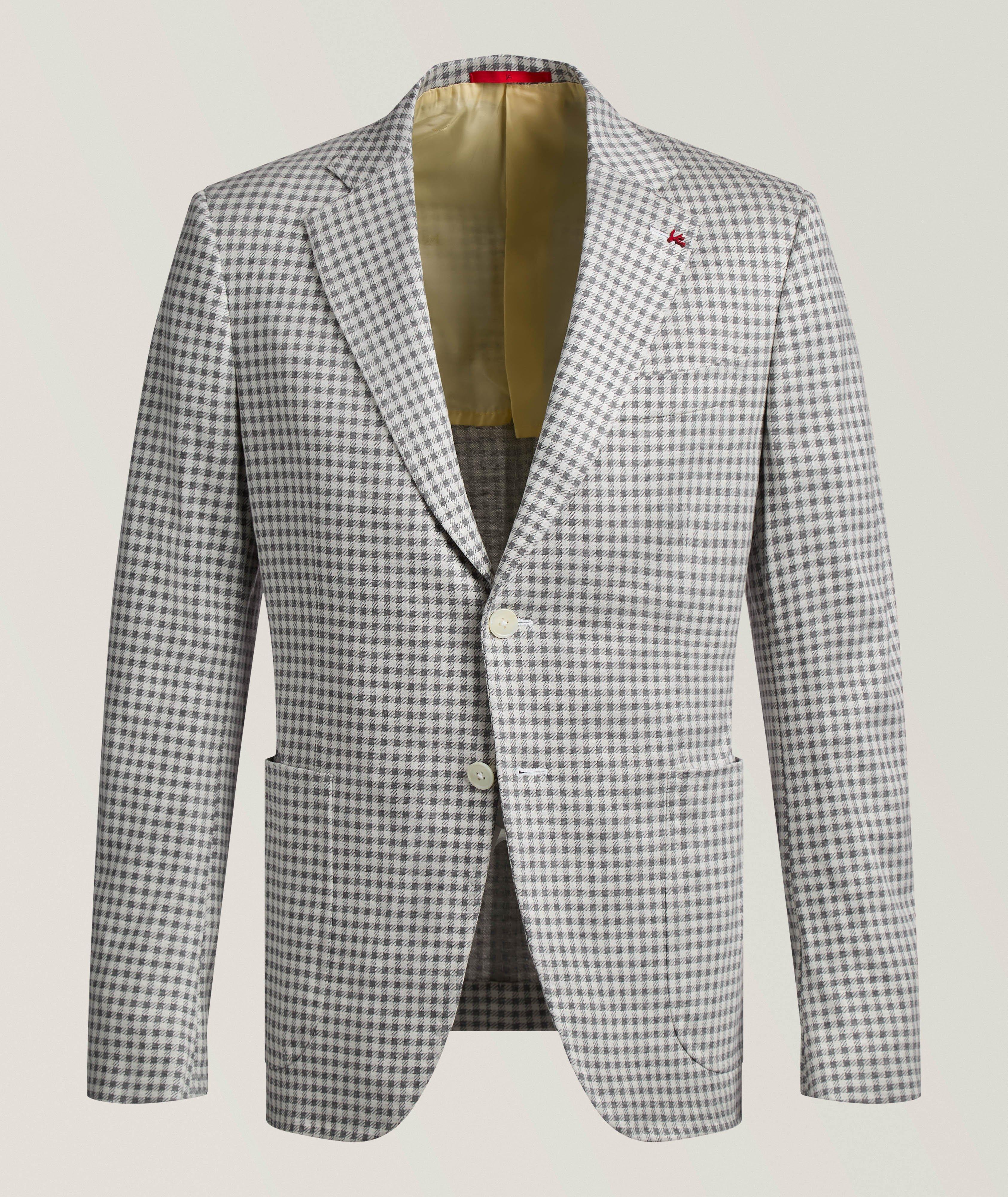 Isaia Veston sport coton-soie pied-de-poule