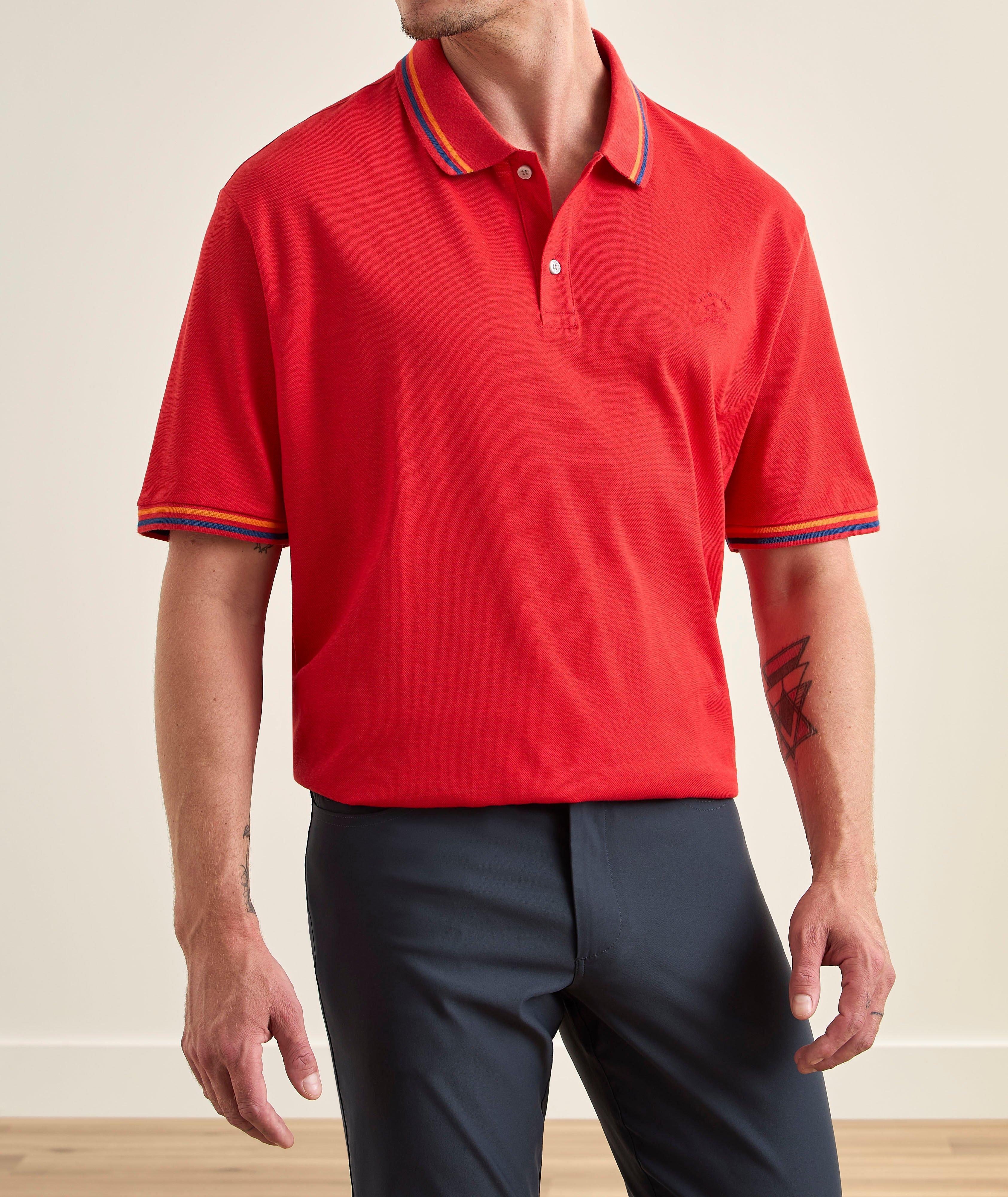 Polo piqué coton bordures-rayées image 1