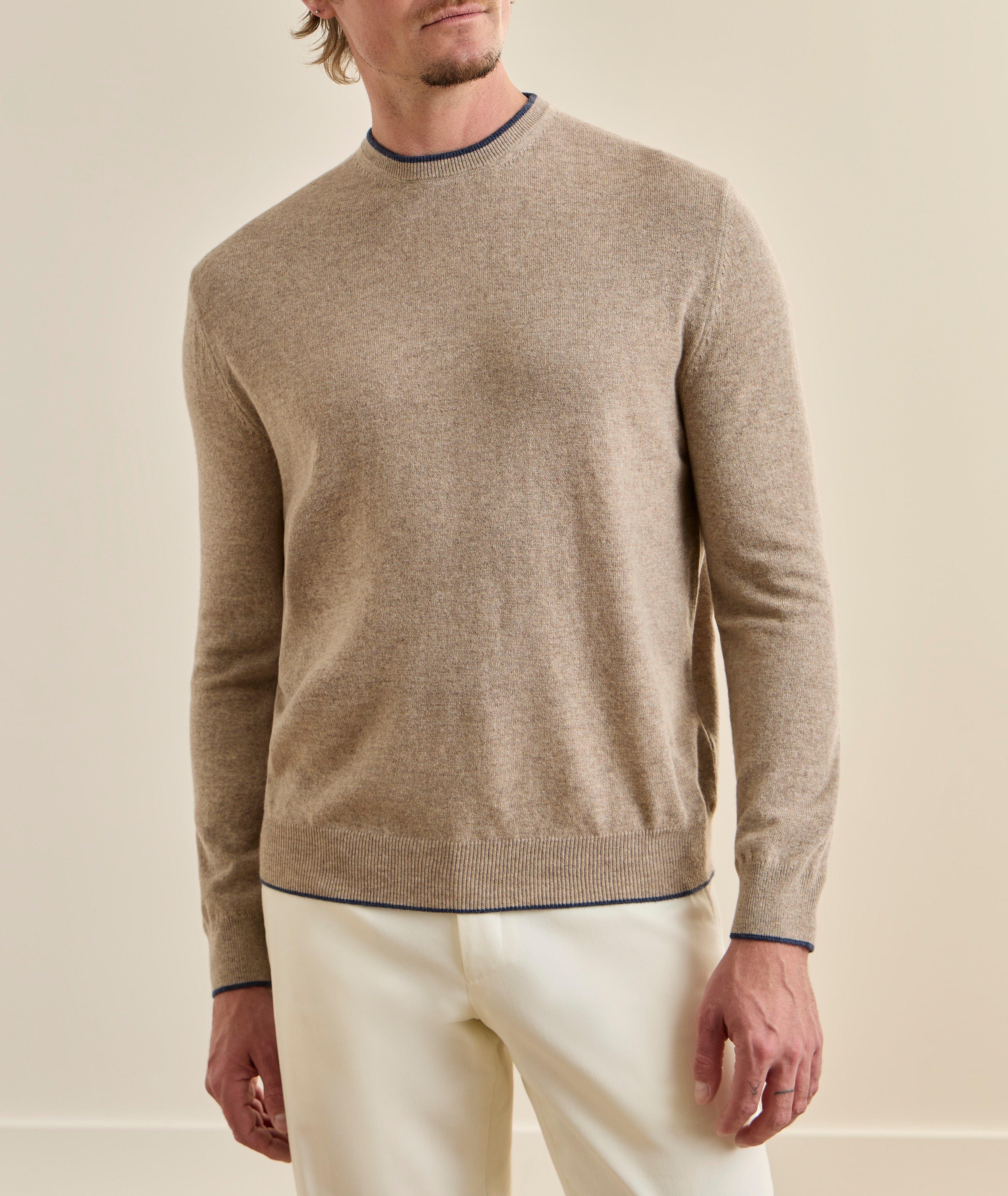Tipped Cashmere Crewneck Sweater image 1