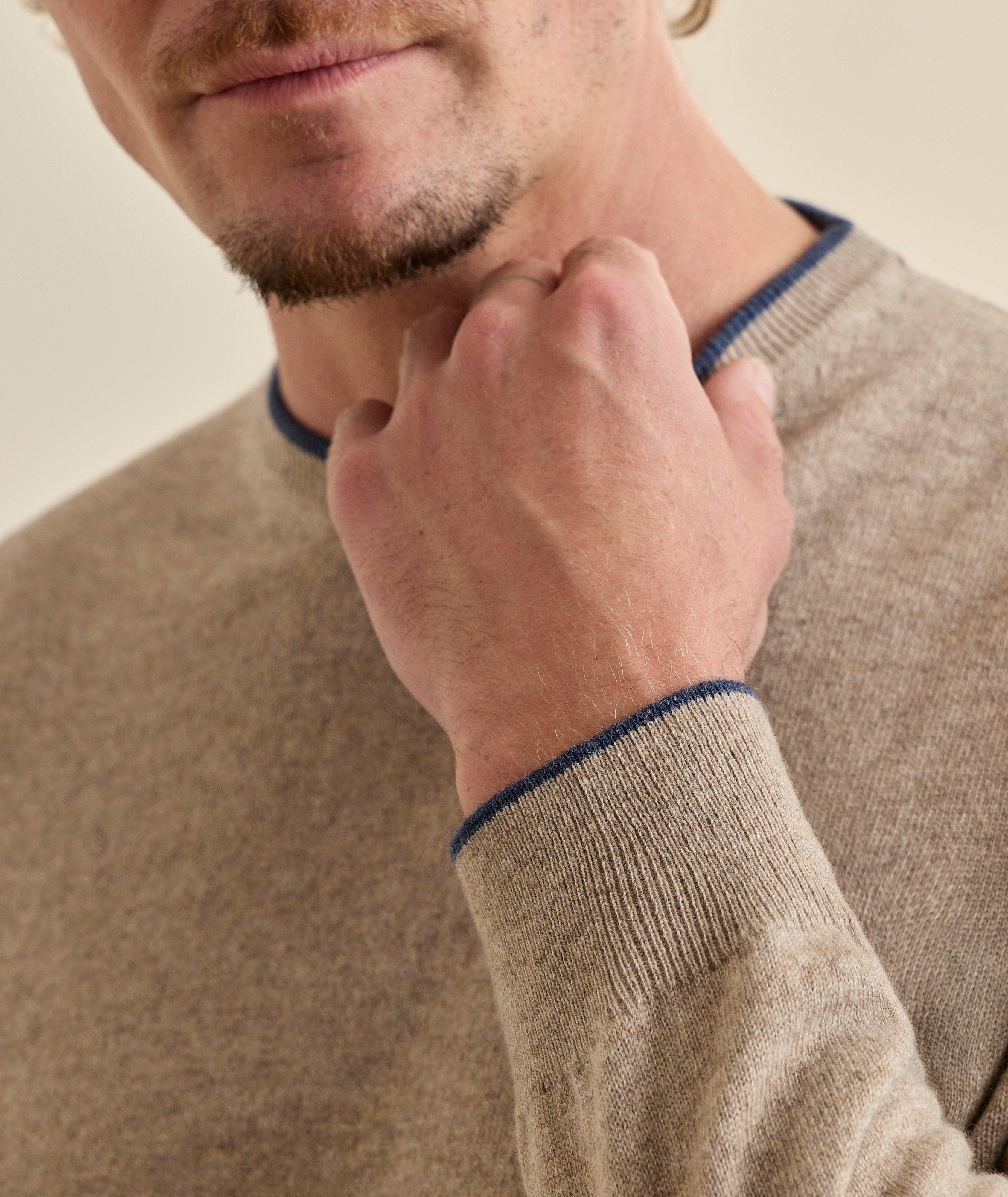 Tipped Cashmere Crewneck Sweater image 3
