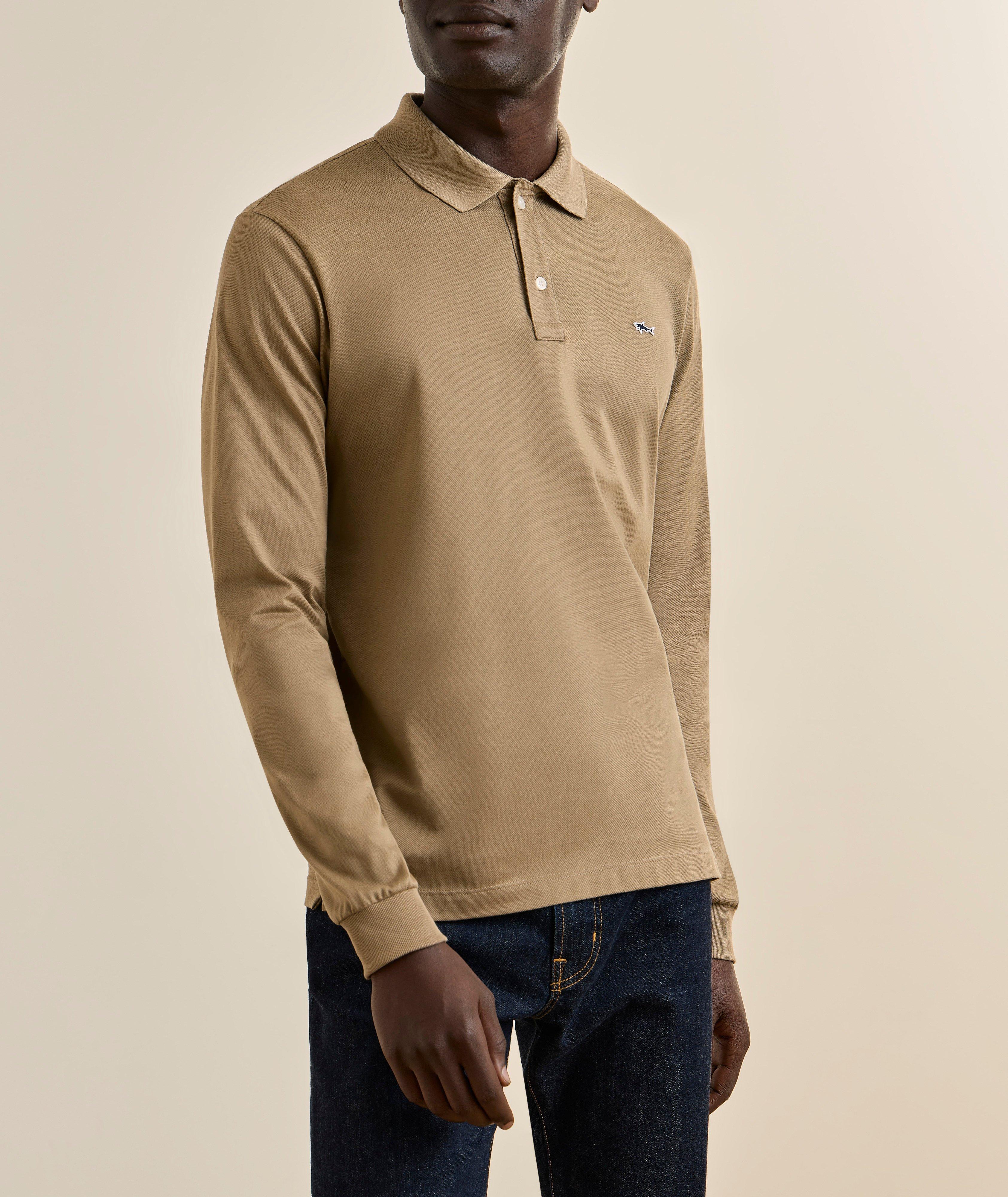 Cotton Piqué Long-Sleeve Polo image 1