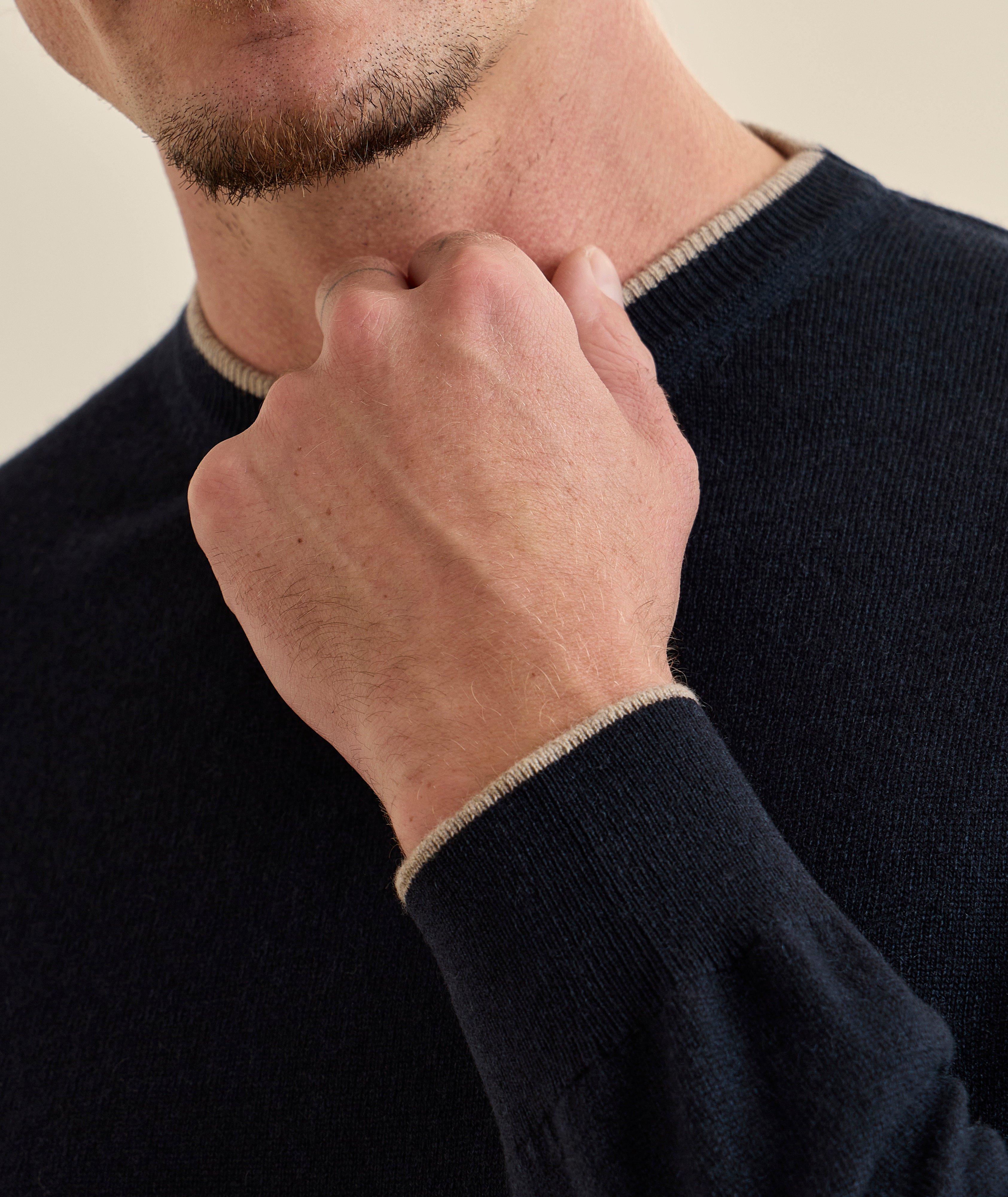 Tipped Cashmere Crewneck Sweater image 3