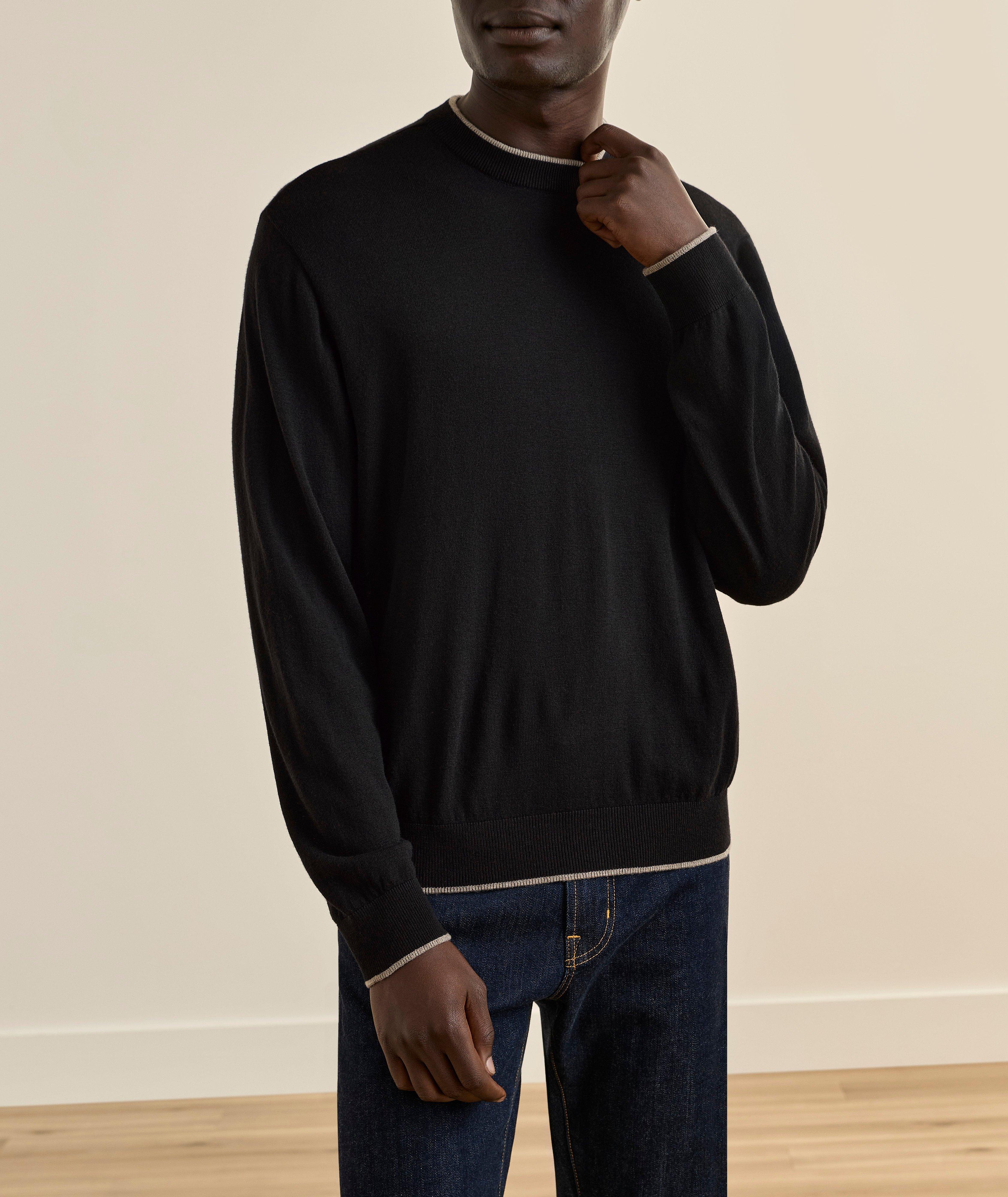 Tipped Virgin Wool Crewneck Sweater image 1