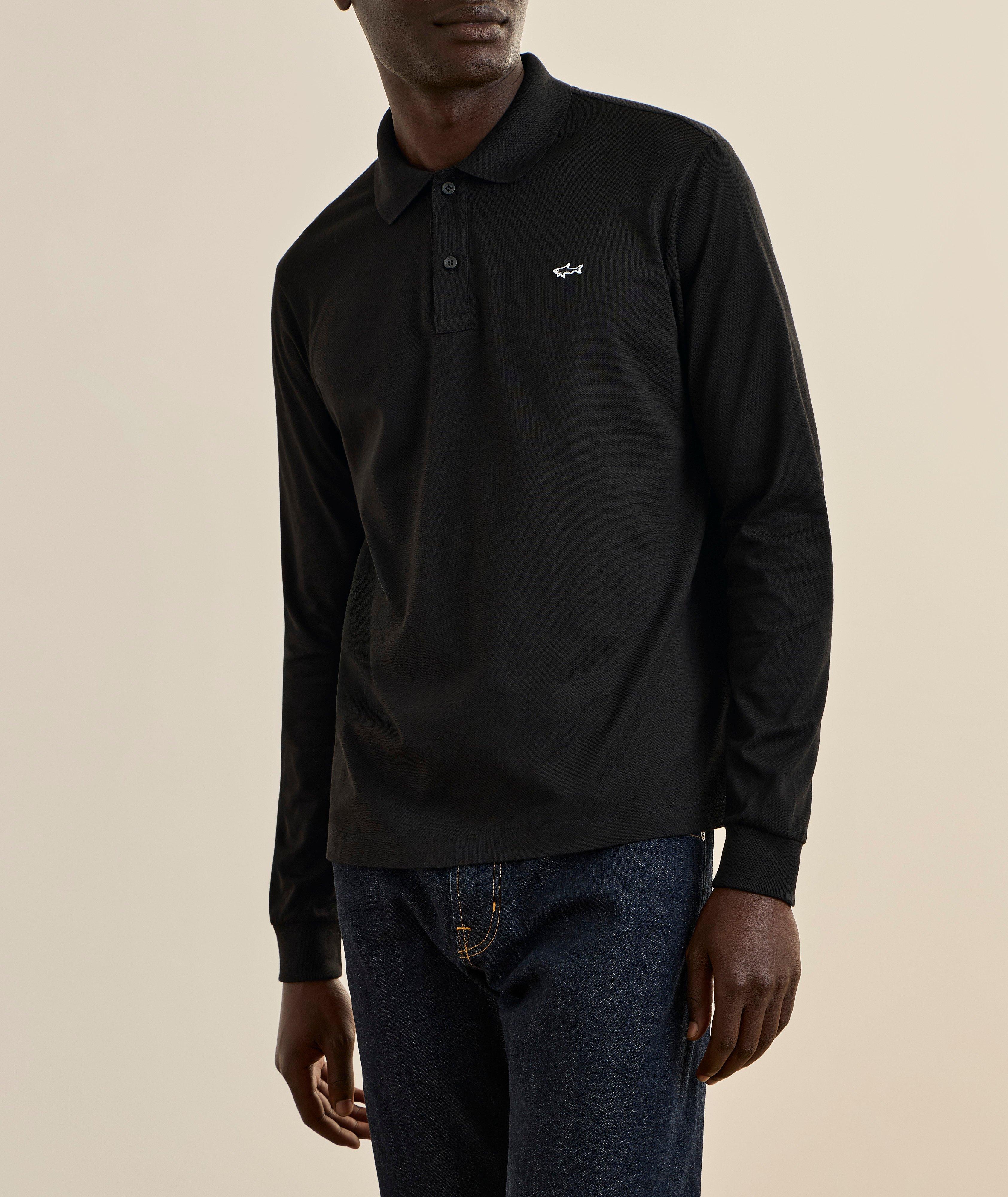 Cotton Piqué Long-Sleeve Polo image 1