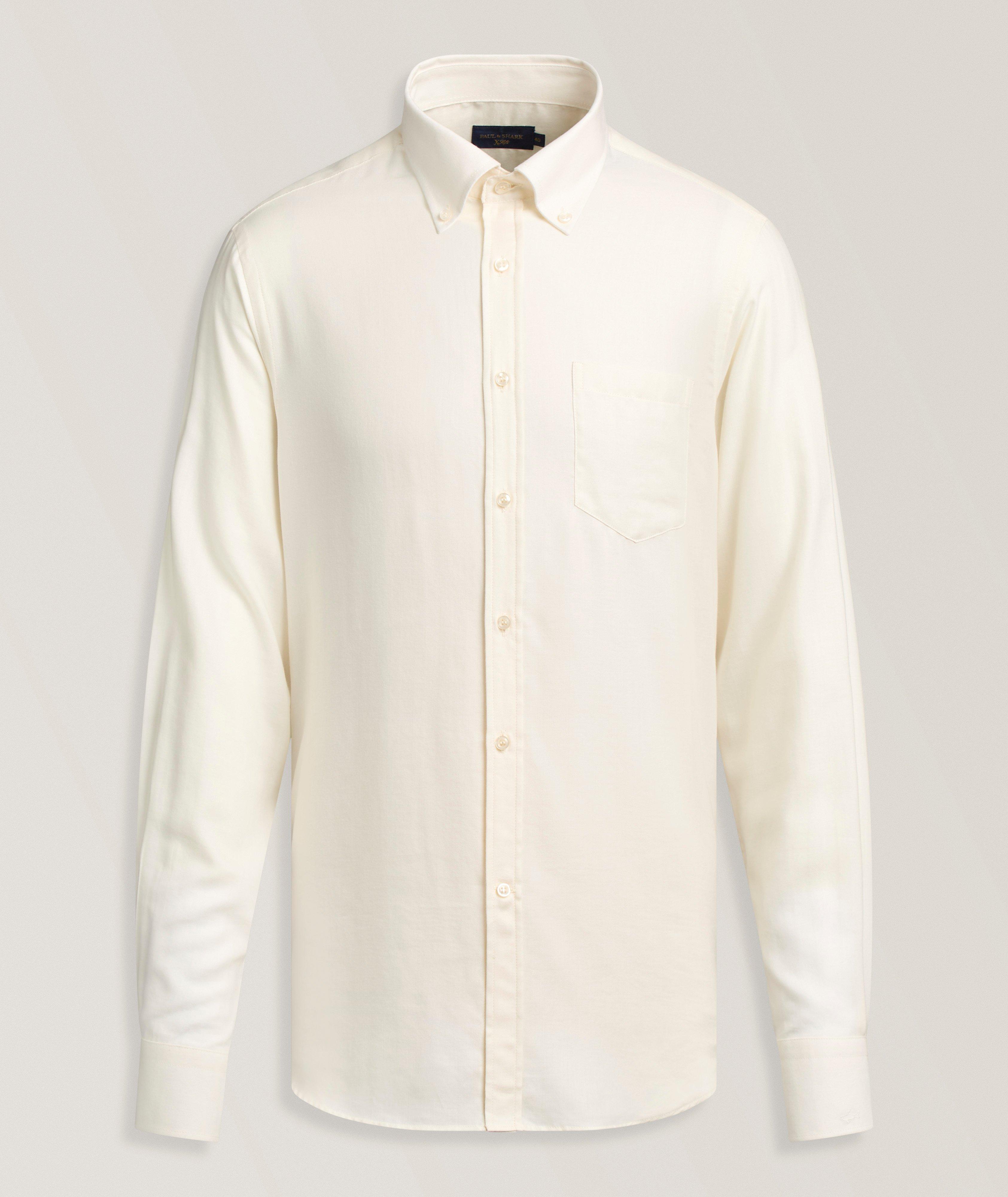 Paul & Shark Herringbone Cotton-Lyocell Shirt 