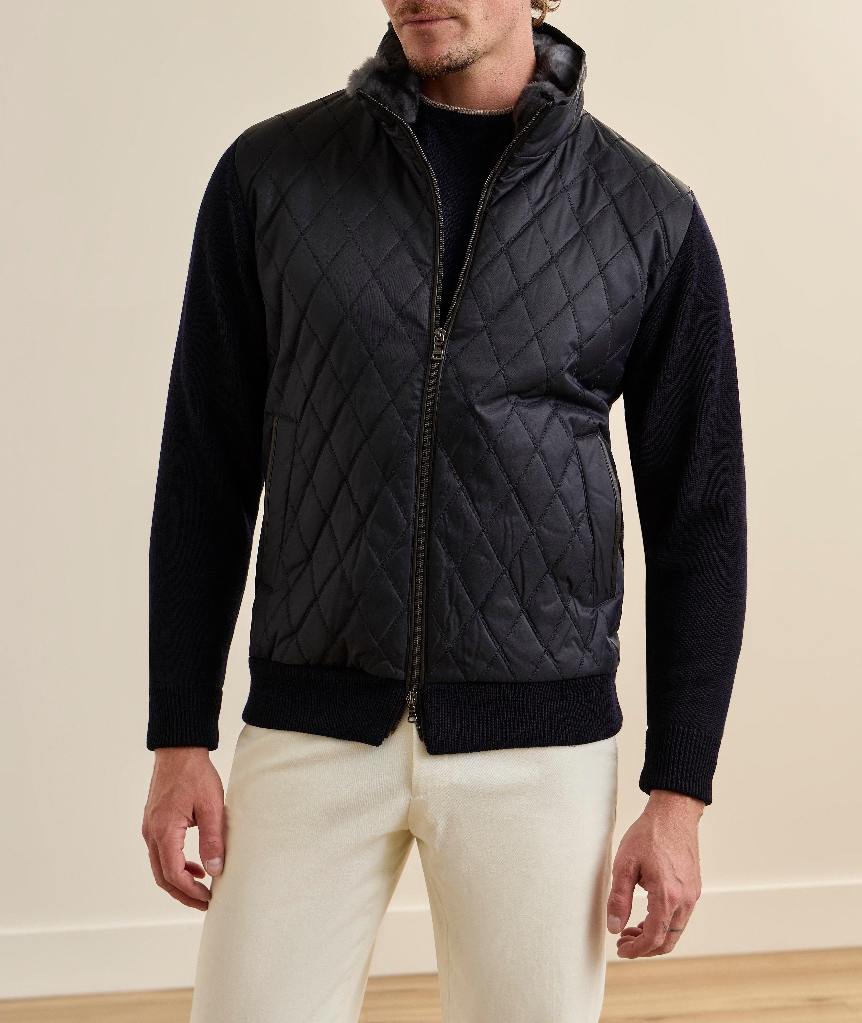 Fur Collar Hybrid Knit Jacket image 1