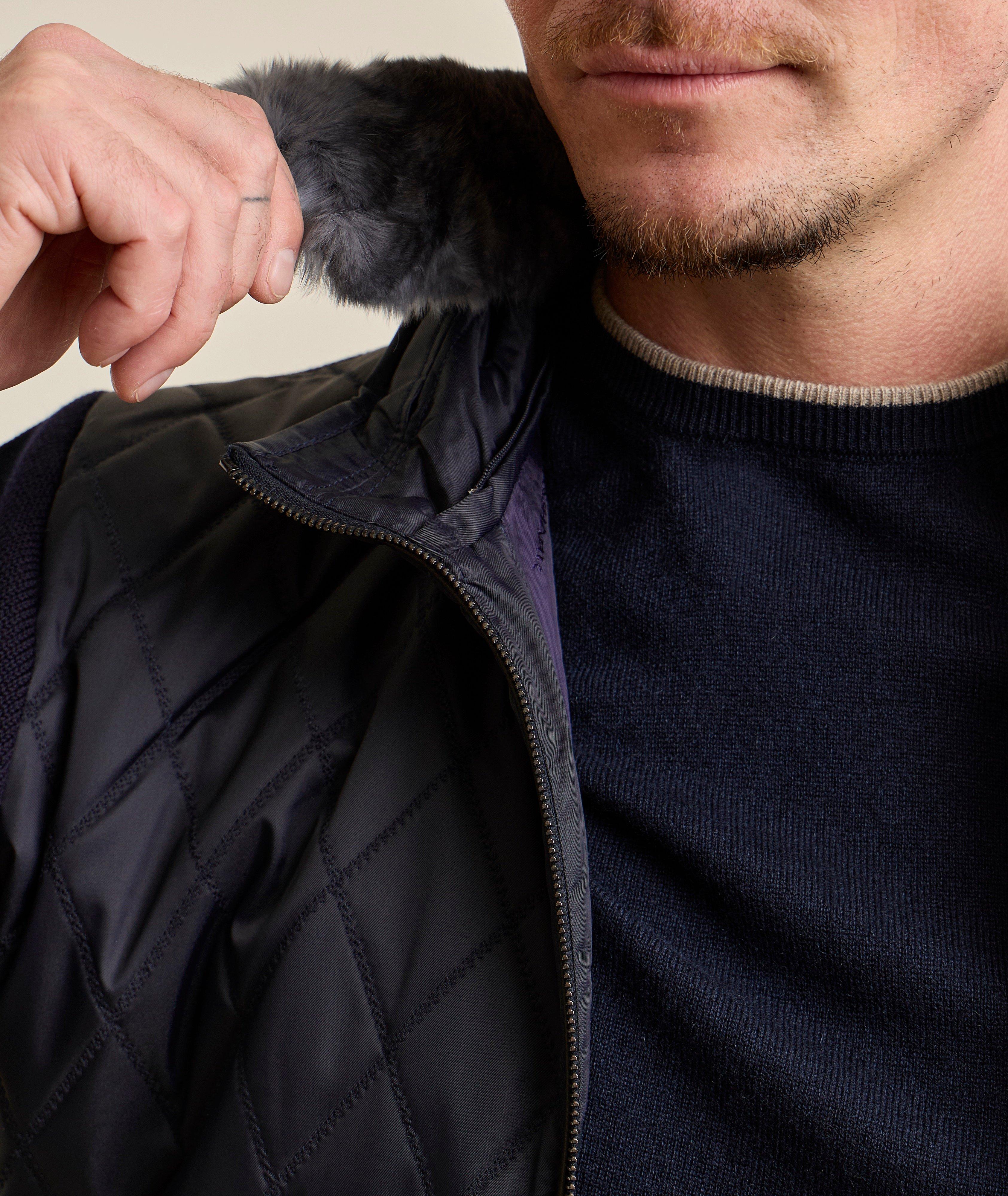 Fur Collar Hybrid Knit Jacket image 3