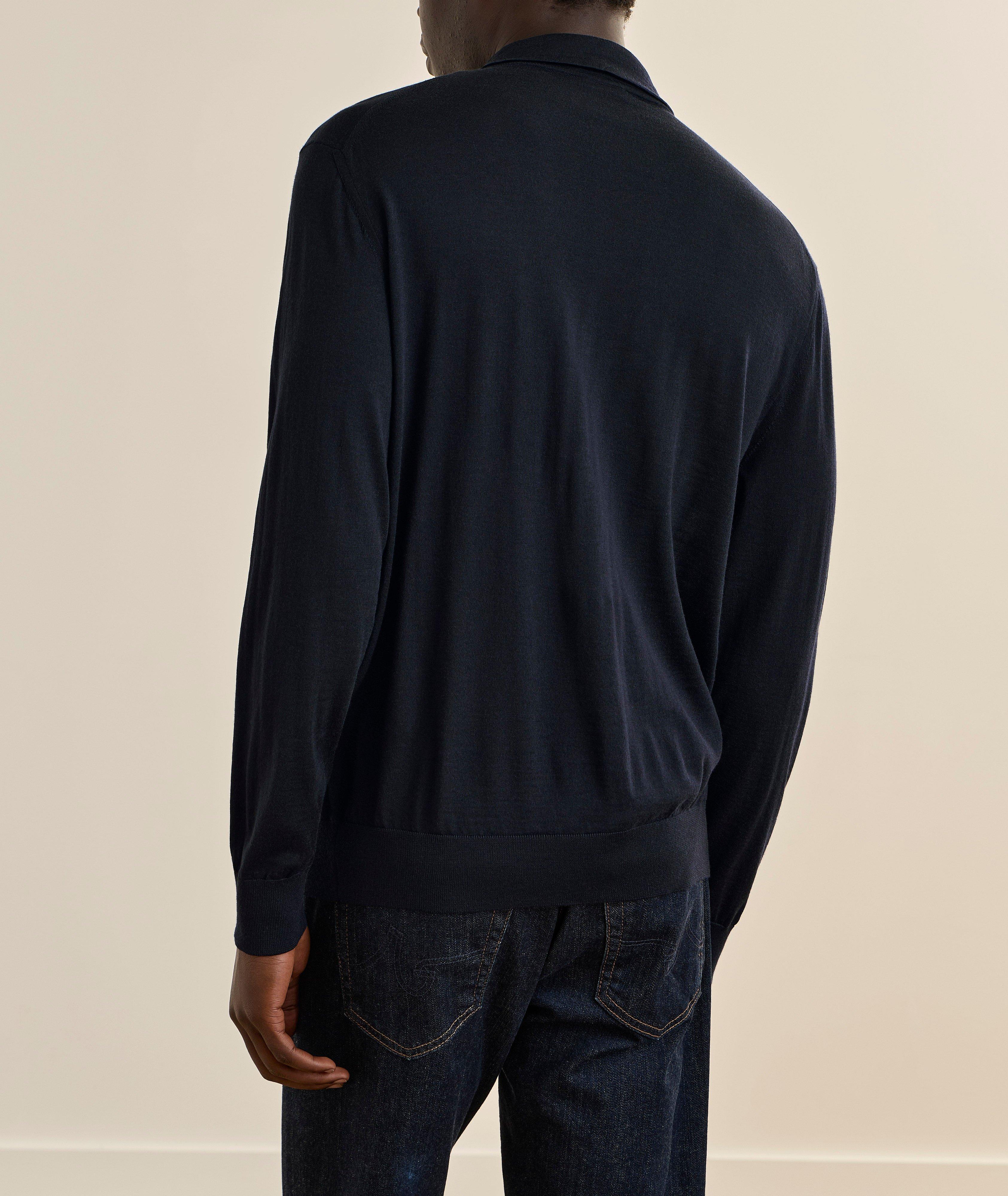 Virgin Wool Long-Sleeve Polo image 2