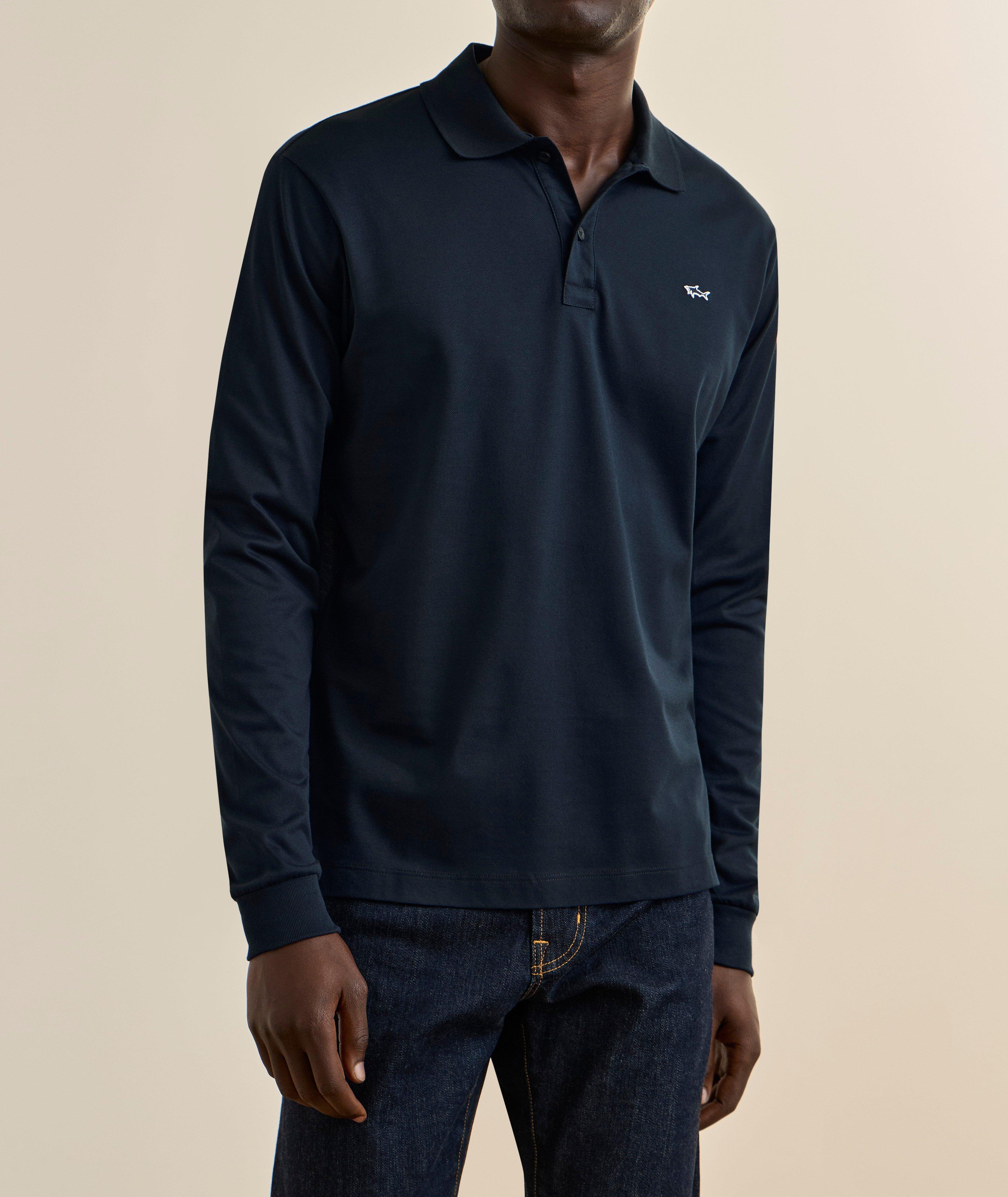Cotton Piqué Long-Sleeve Polo image 1