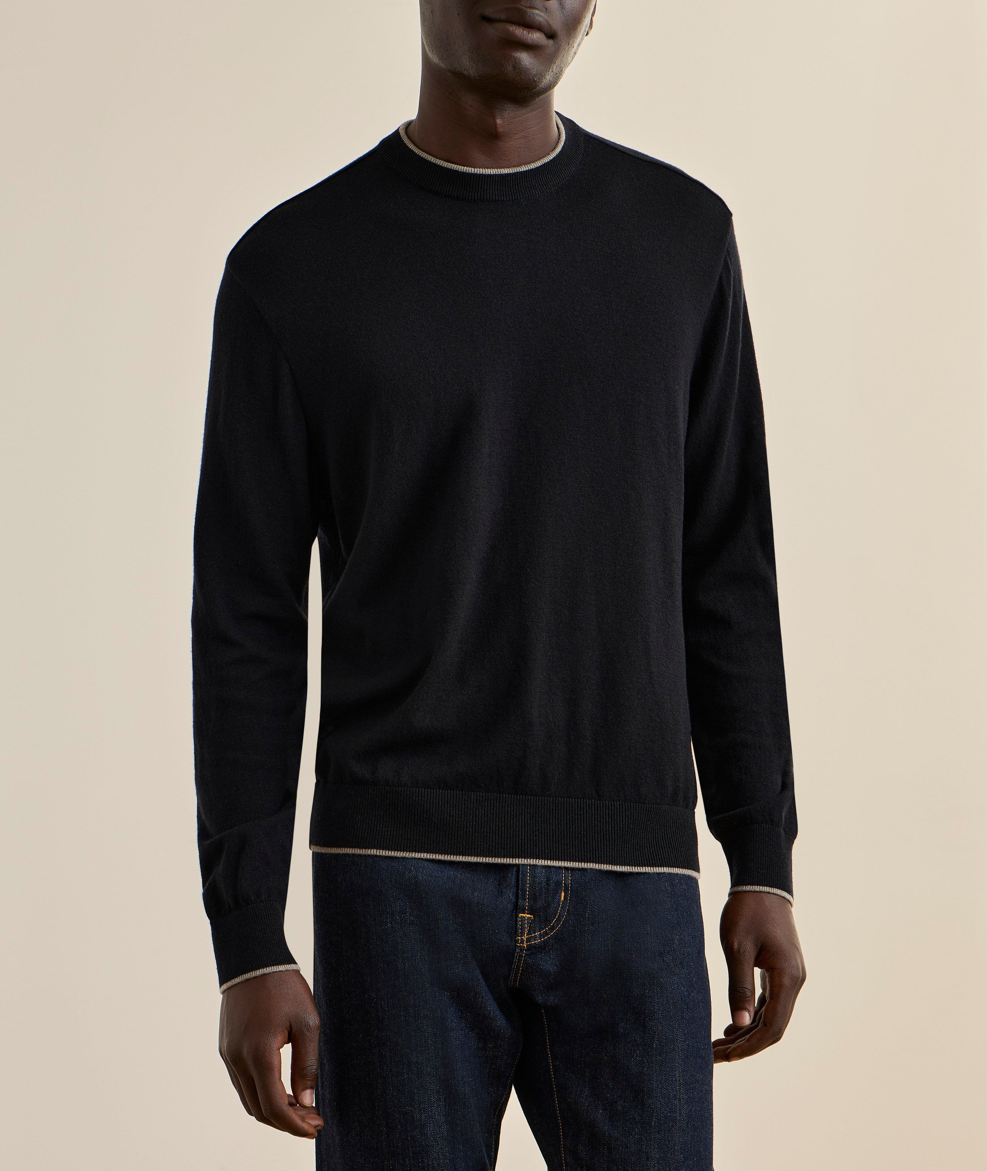 Tipped Virgin Wool Crewneck Sweater image 1
