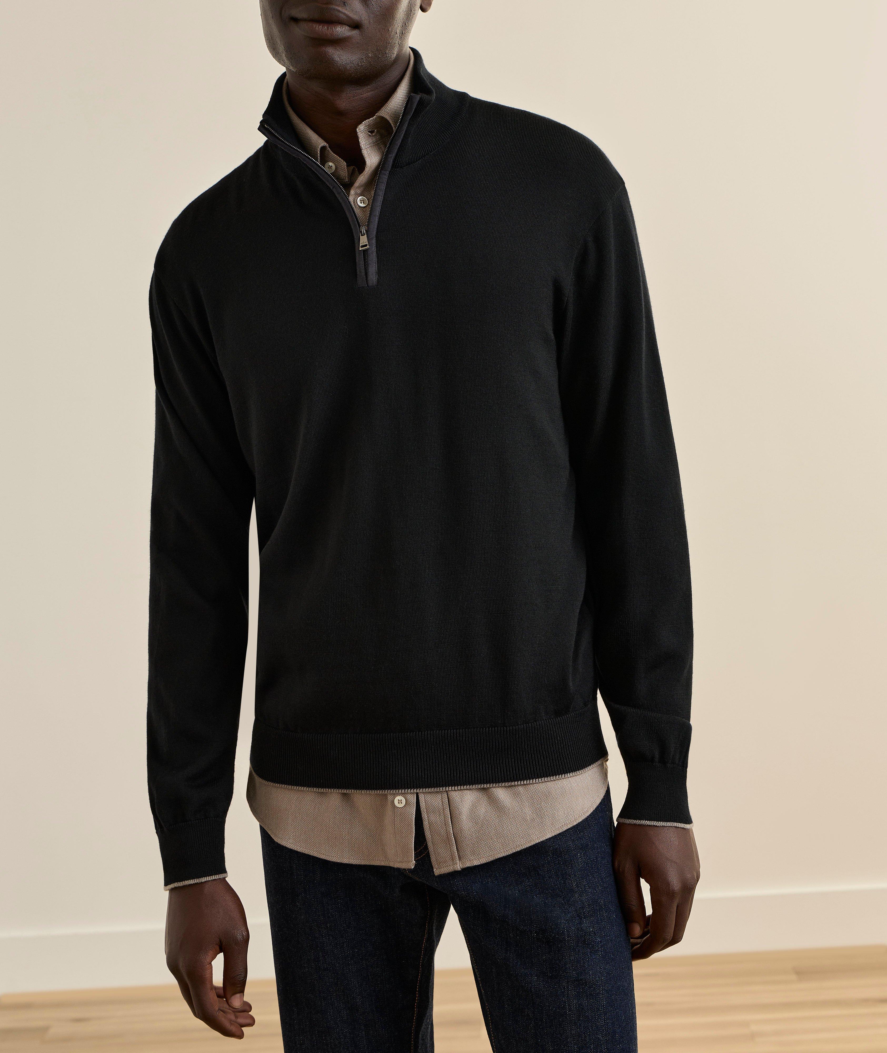 Wool-Lyocell Quarter-Zip Sweater image 1