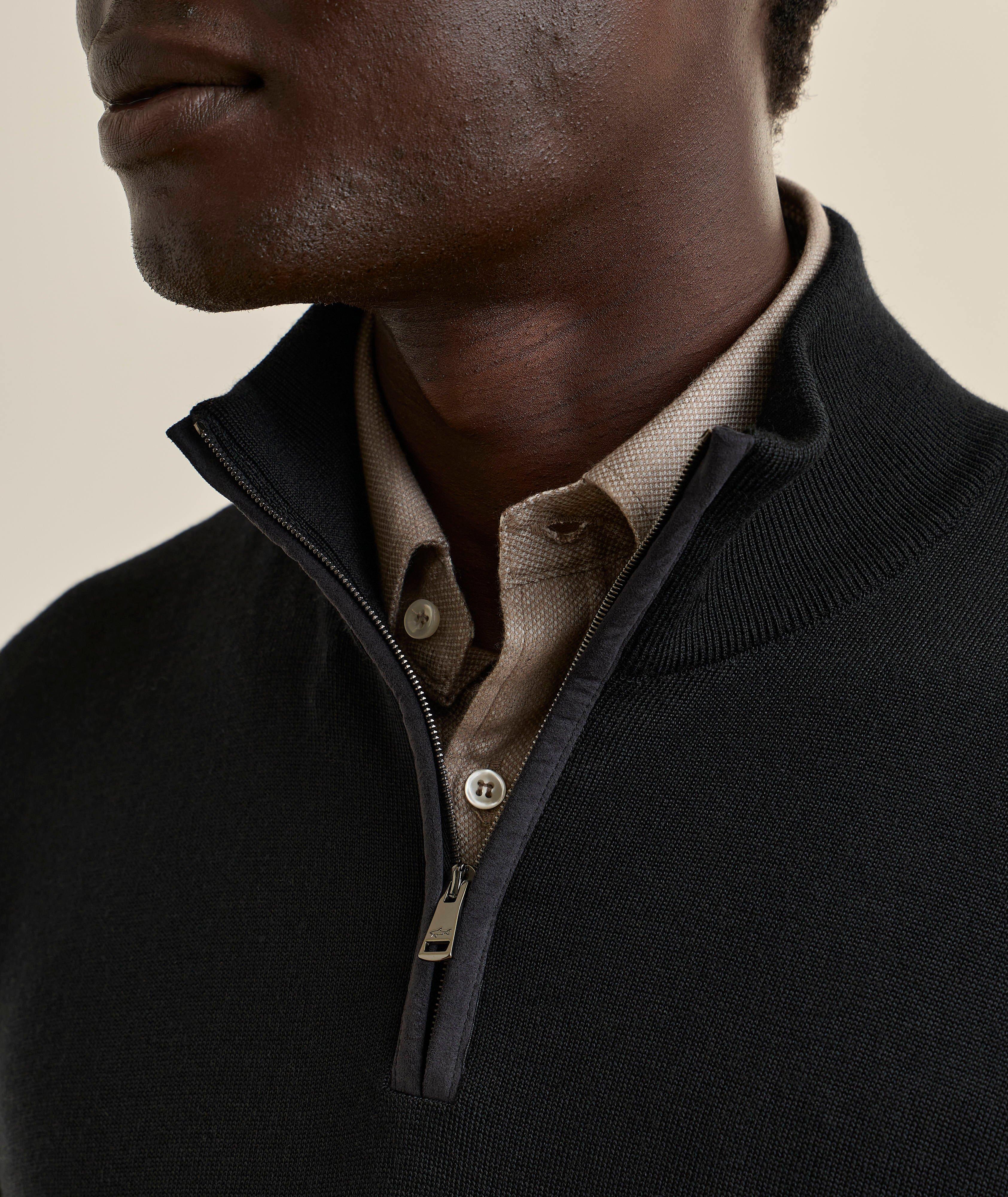 Wool-Lyocell Quarter-Zip Sweater image 3