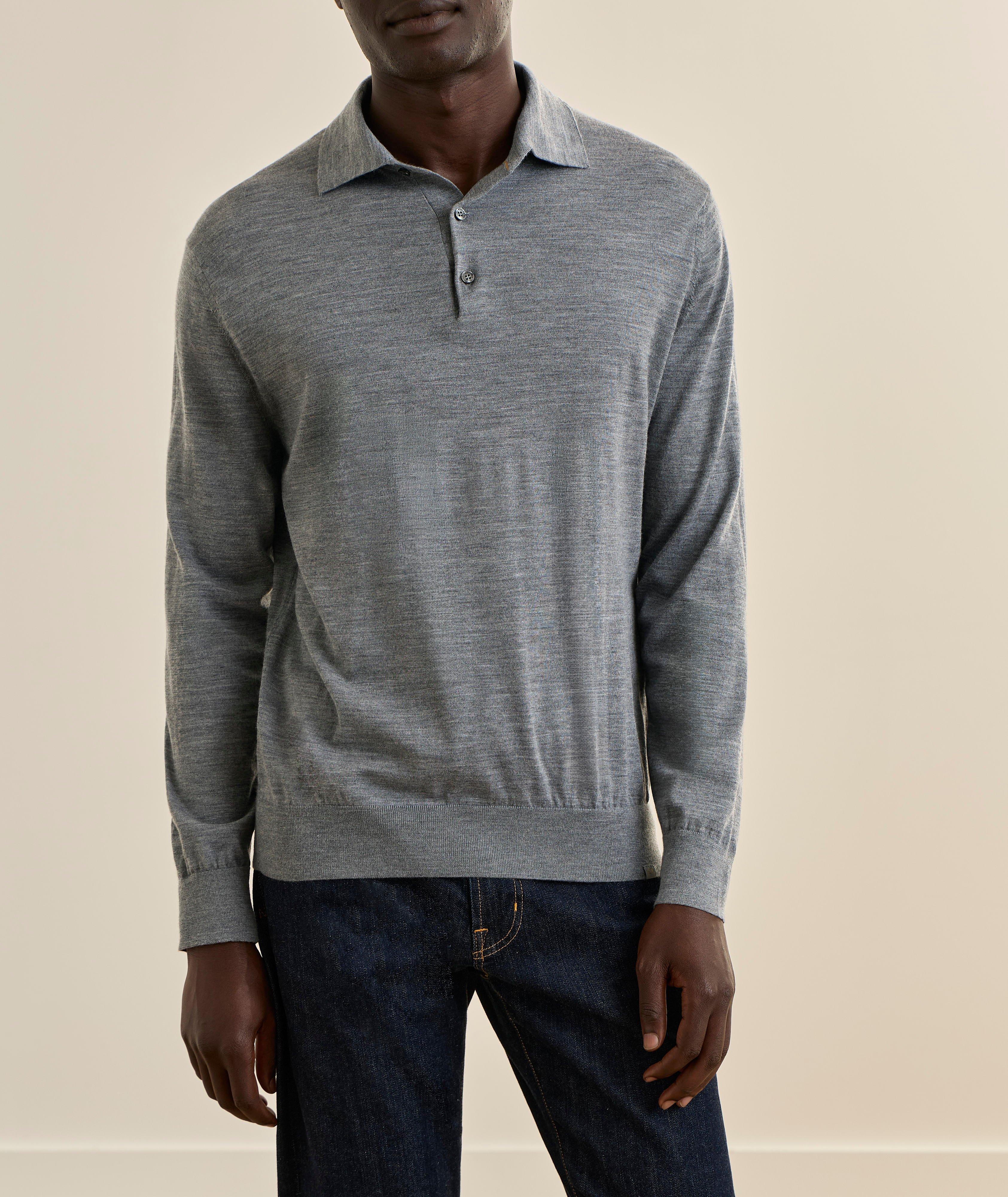 Polo manches-longues laine vierge mélange image 1