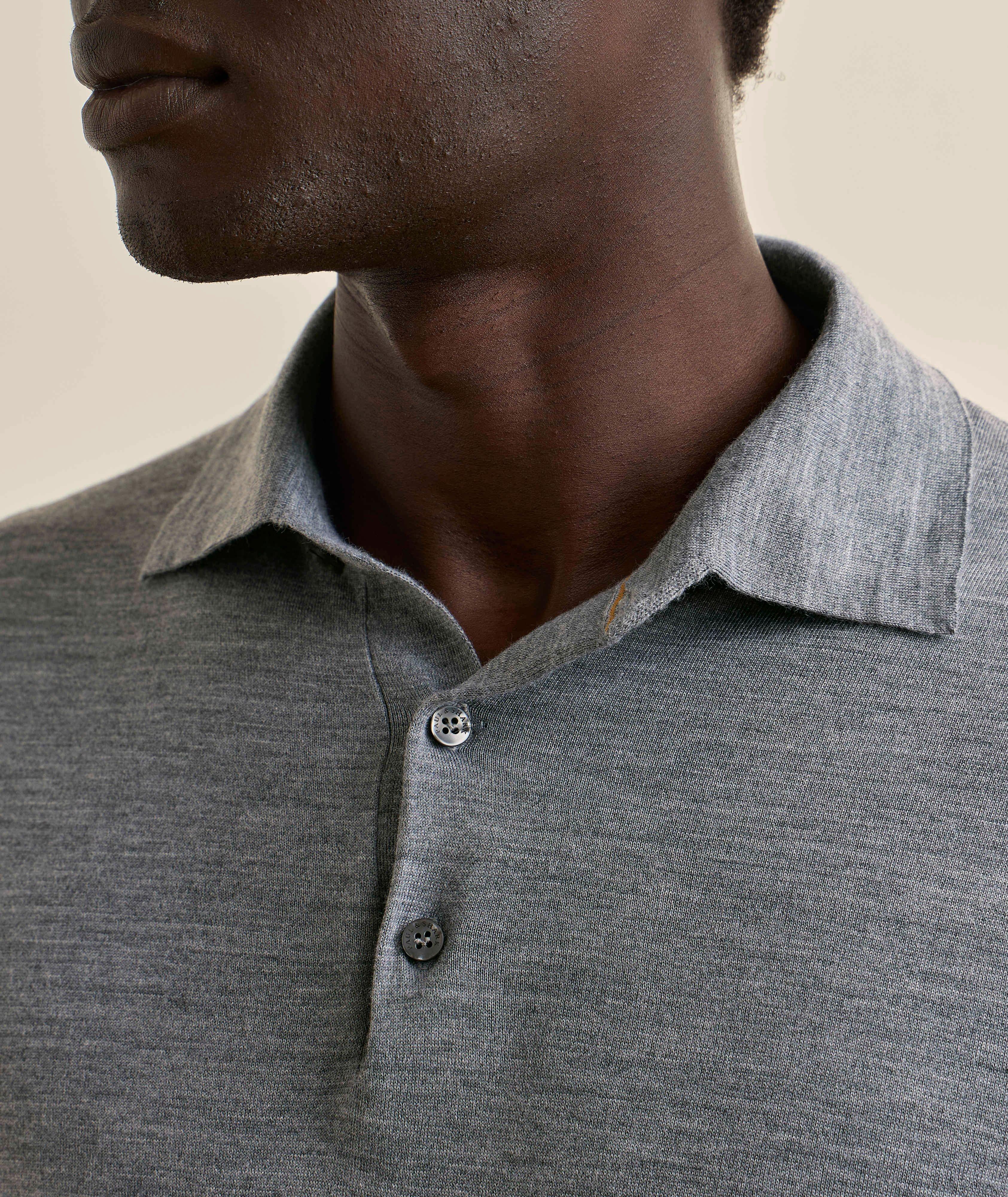 Polo manches-longues laine vierge mélange image 3