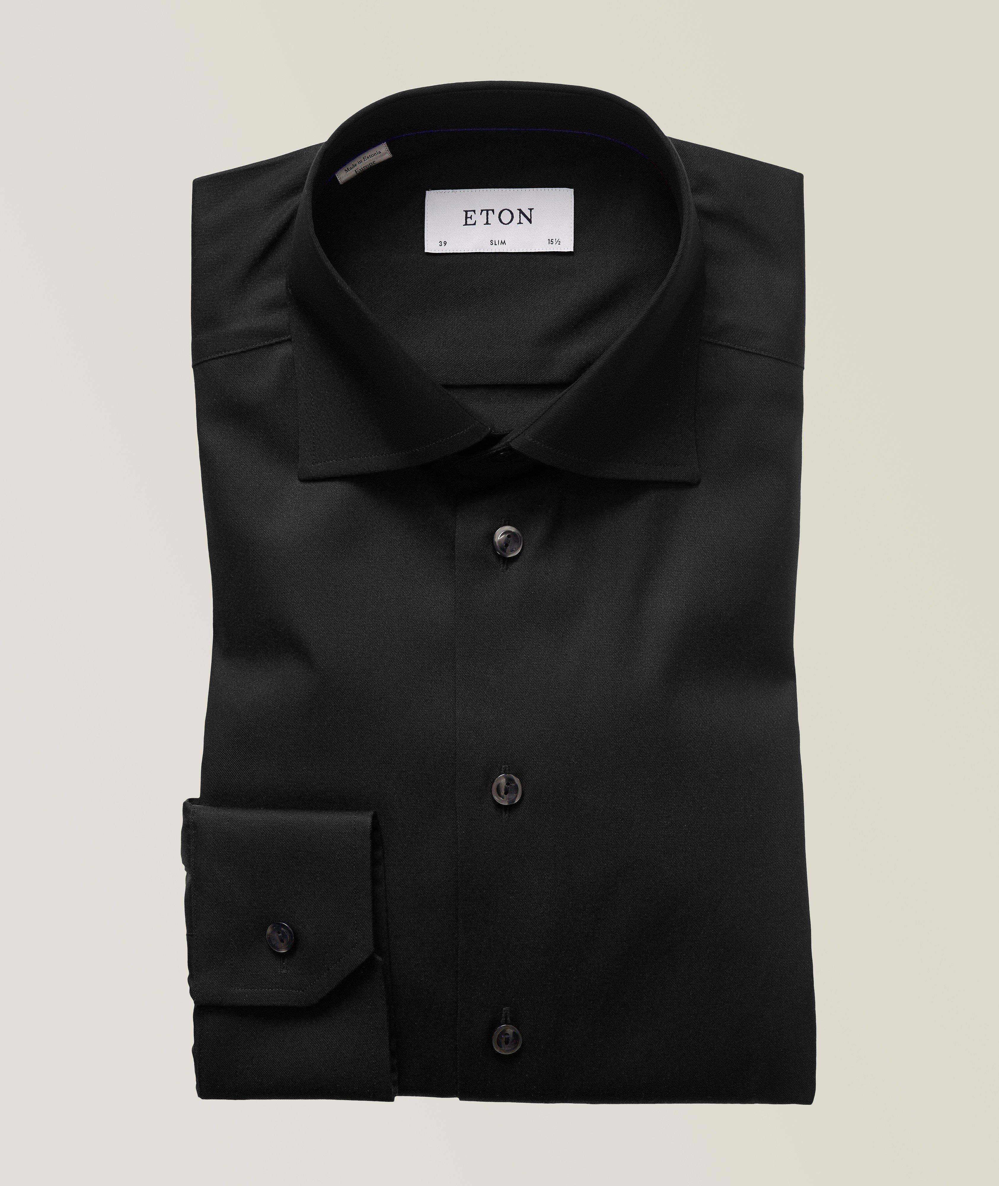 Eton Chemise Habillée En Twill De Coupe Amincie En Noir , Taille Homme 16