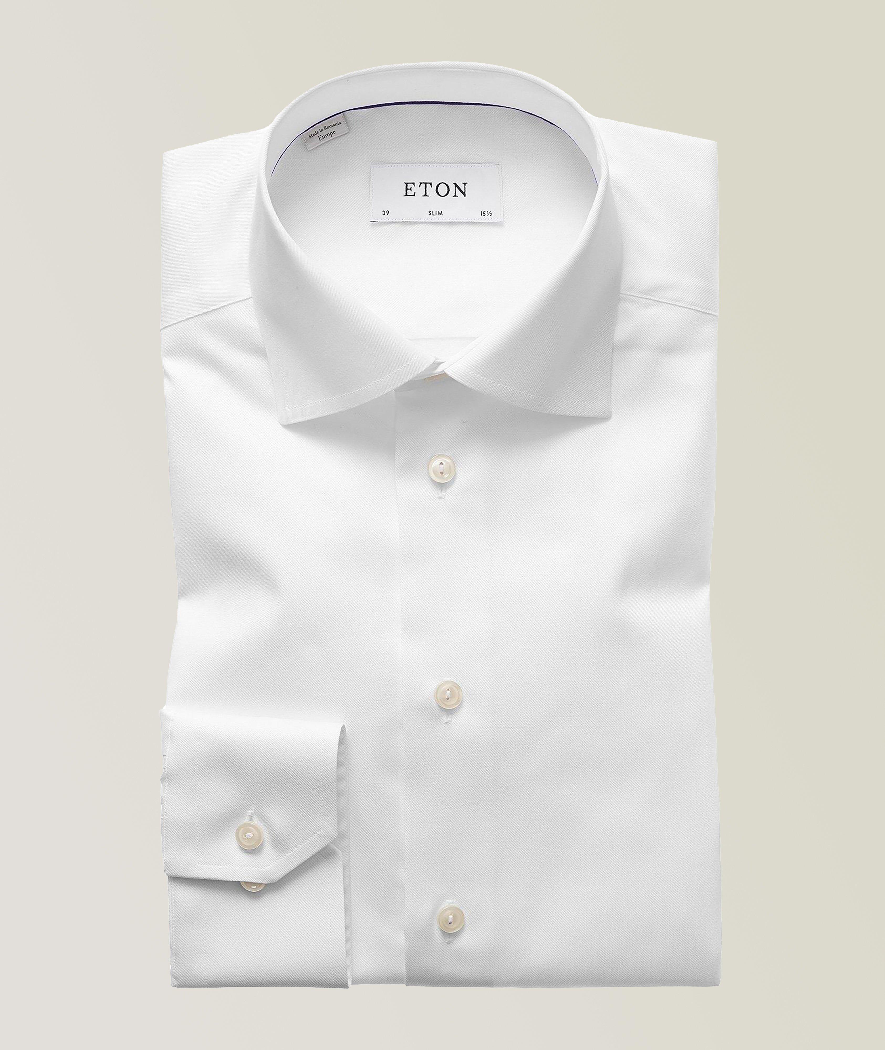 Eton Chemise Habillée En Twill De Coupe Amincie En Blanc , Taille Homme 17.5