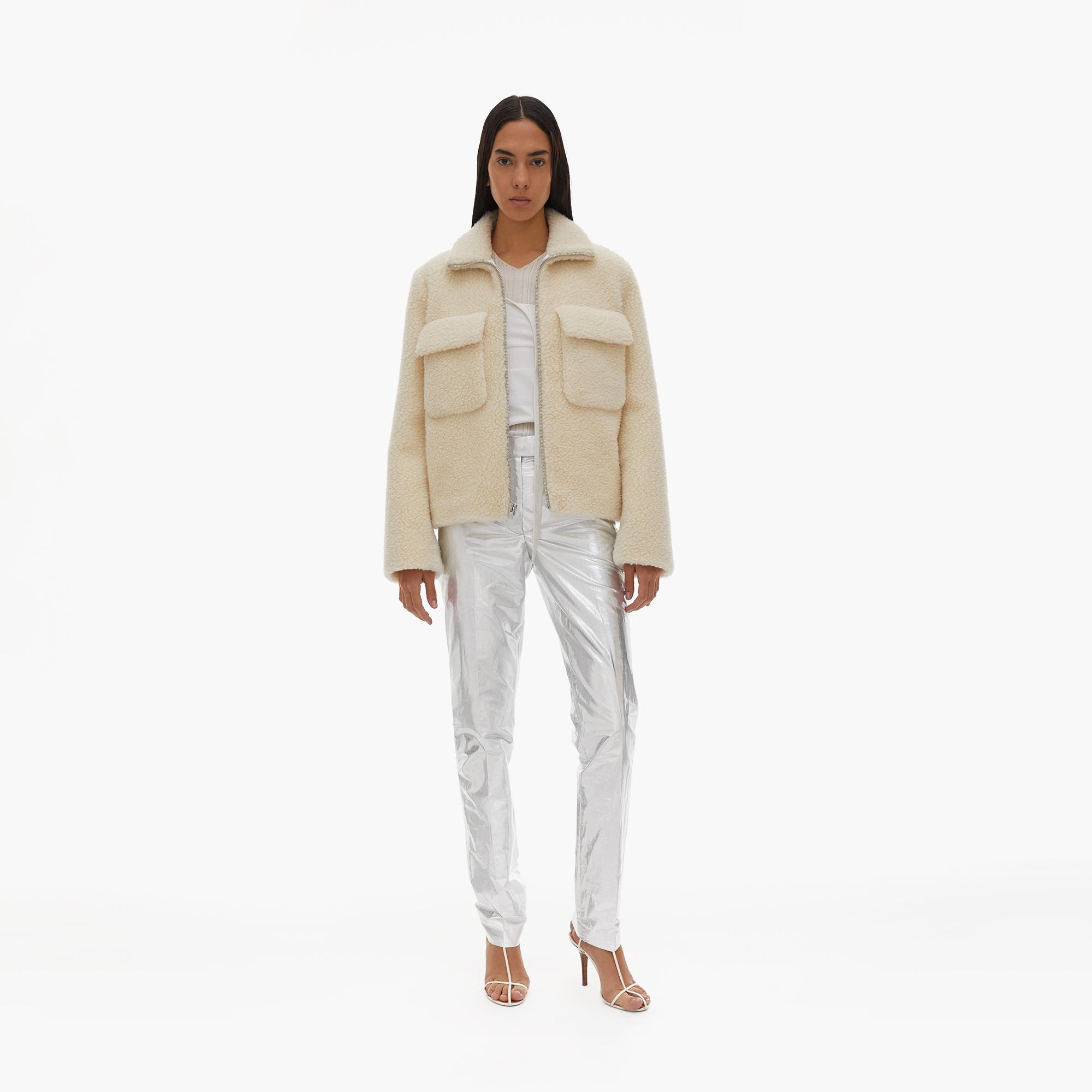 helmut lang faux fur bomber jacket