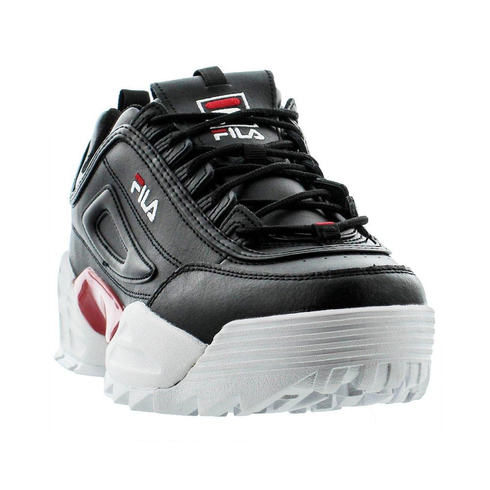 black and red fila shoes