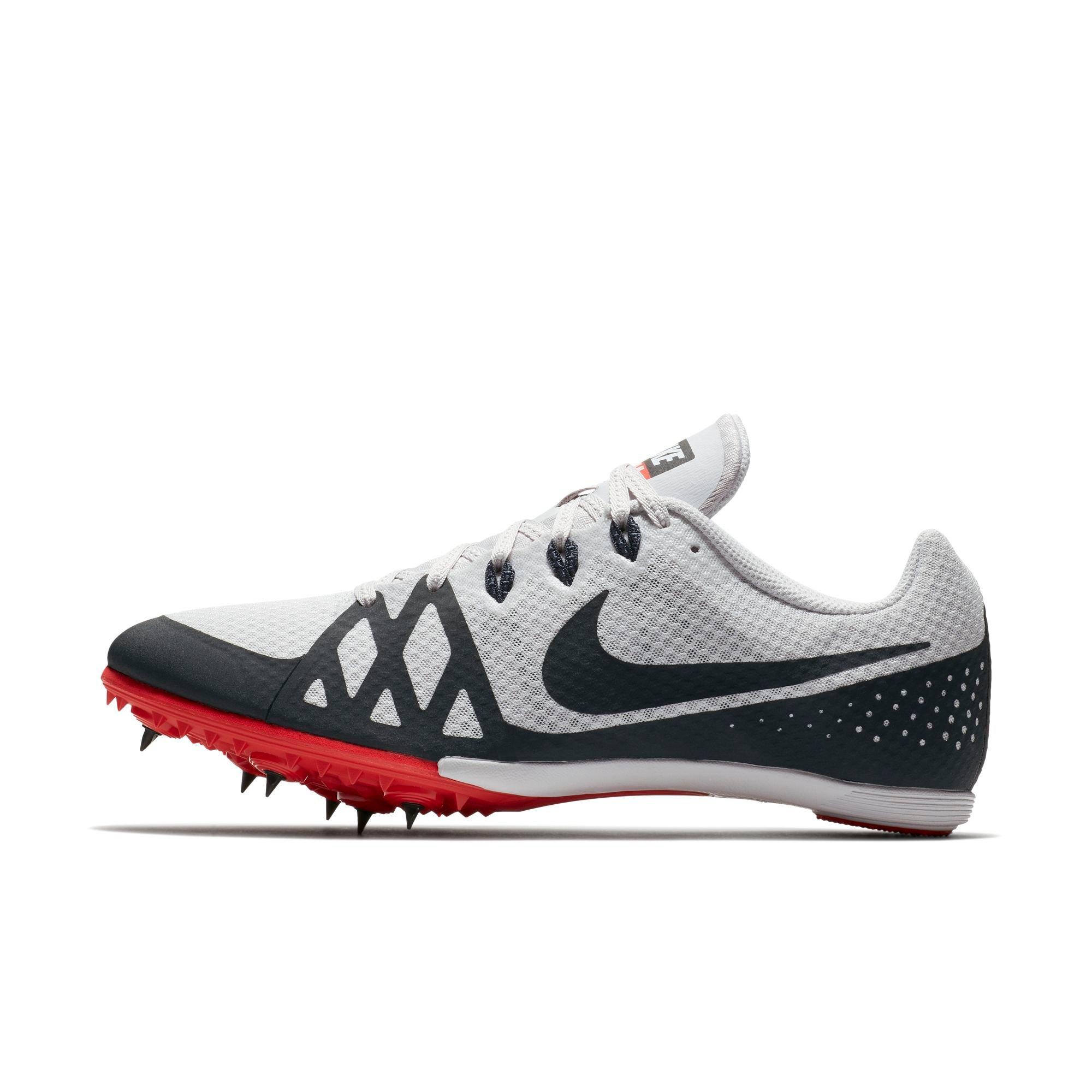 red and white track spikes