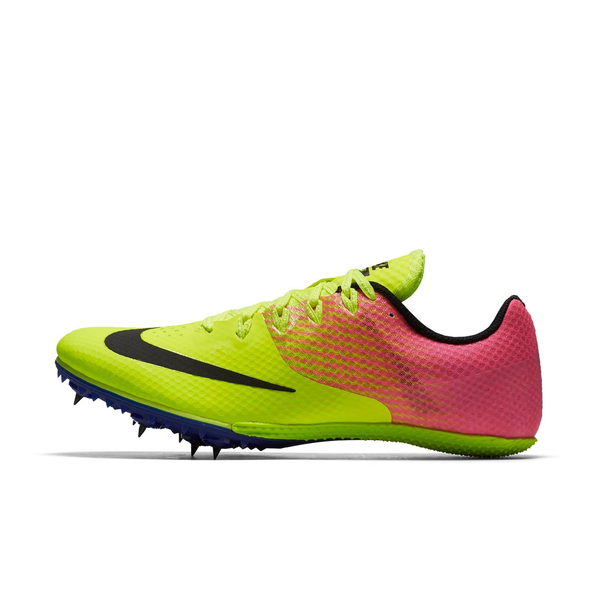 pink and yellow track spikes