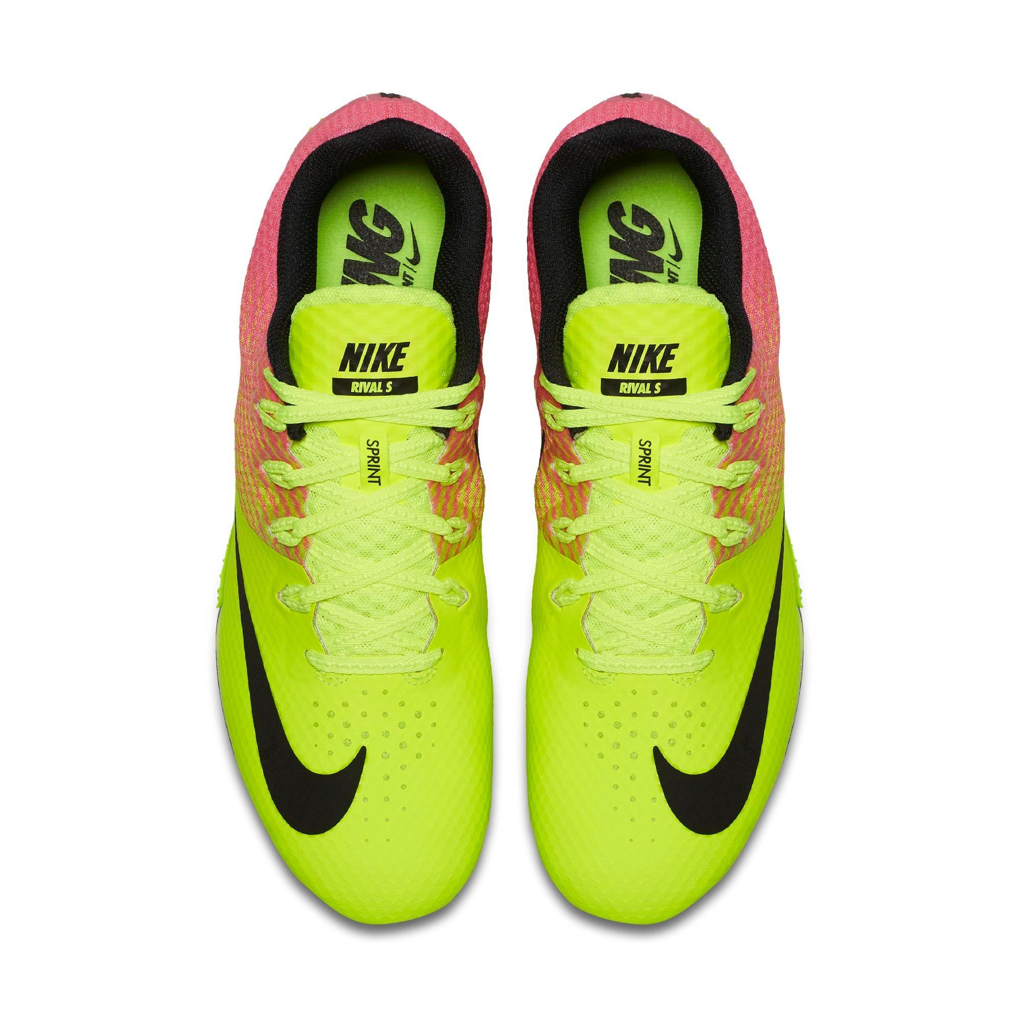 nike track spikes pink and yellow