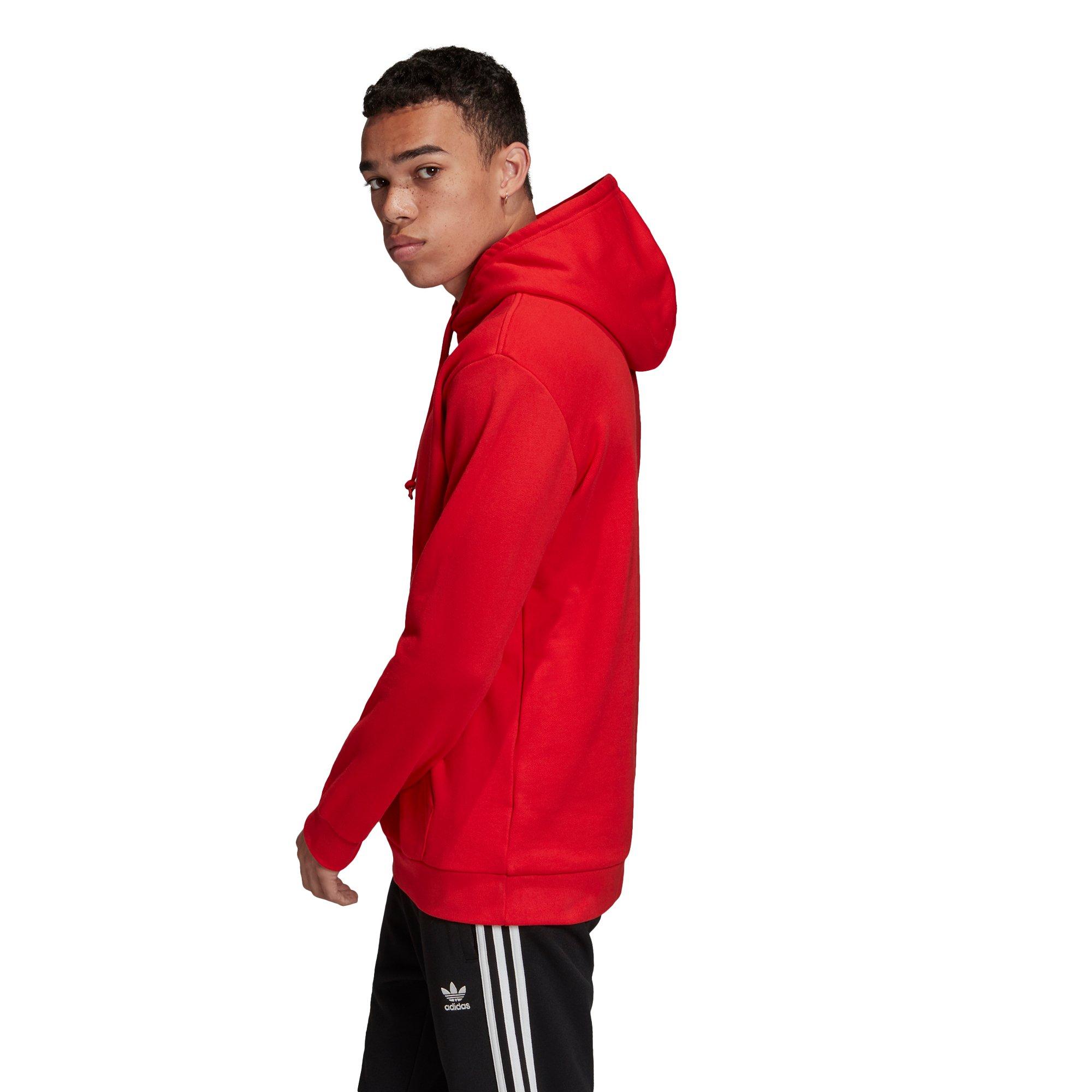 adidas trefoil hoodie men's red