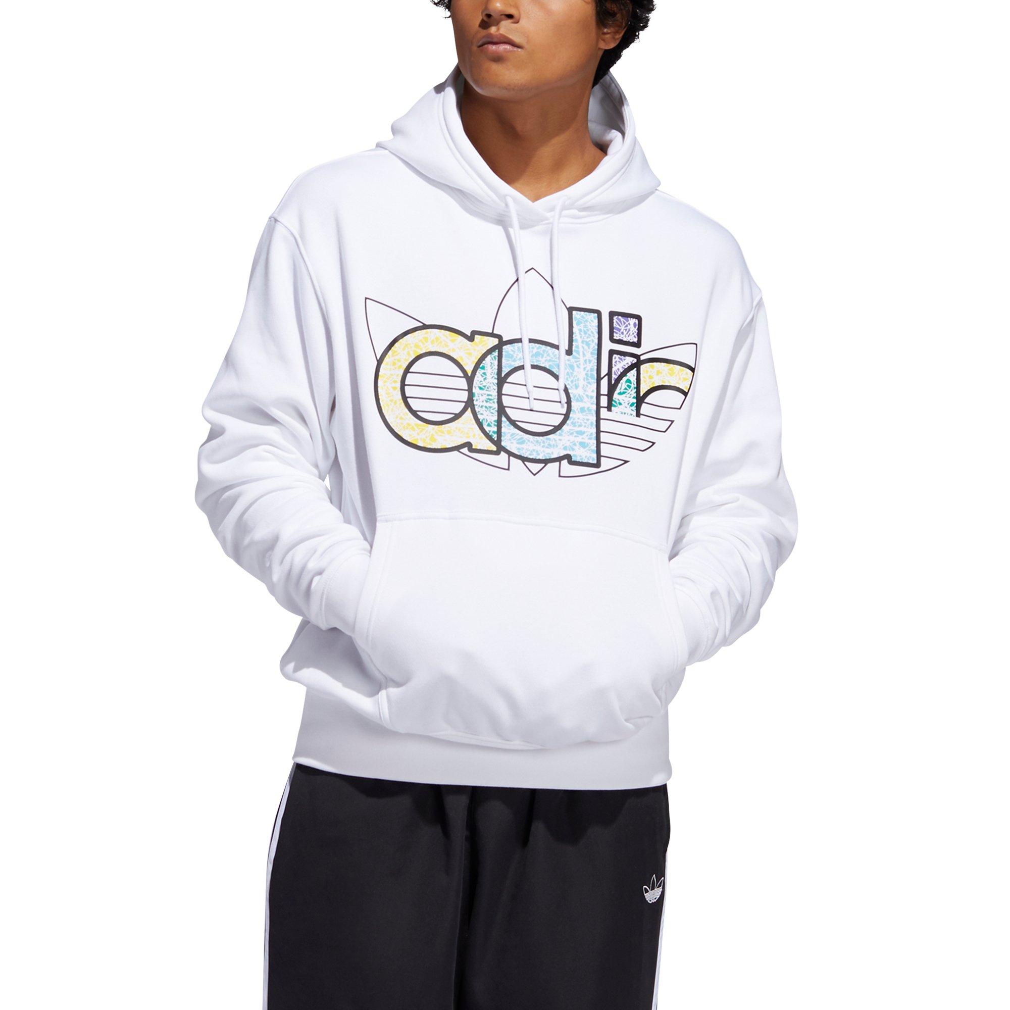 adidas trefoil hoodie white mens