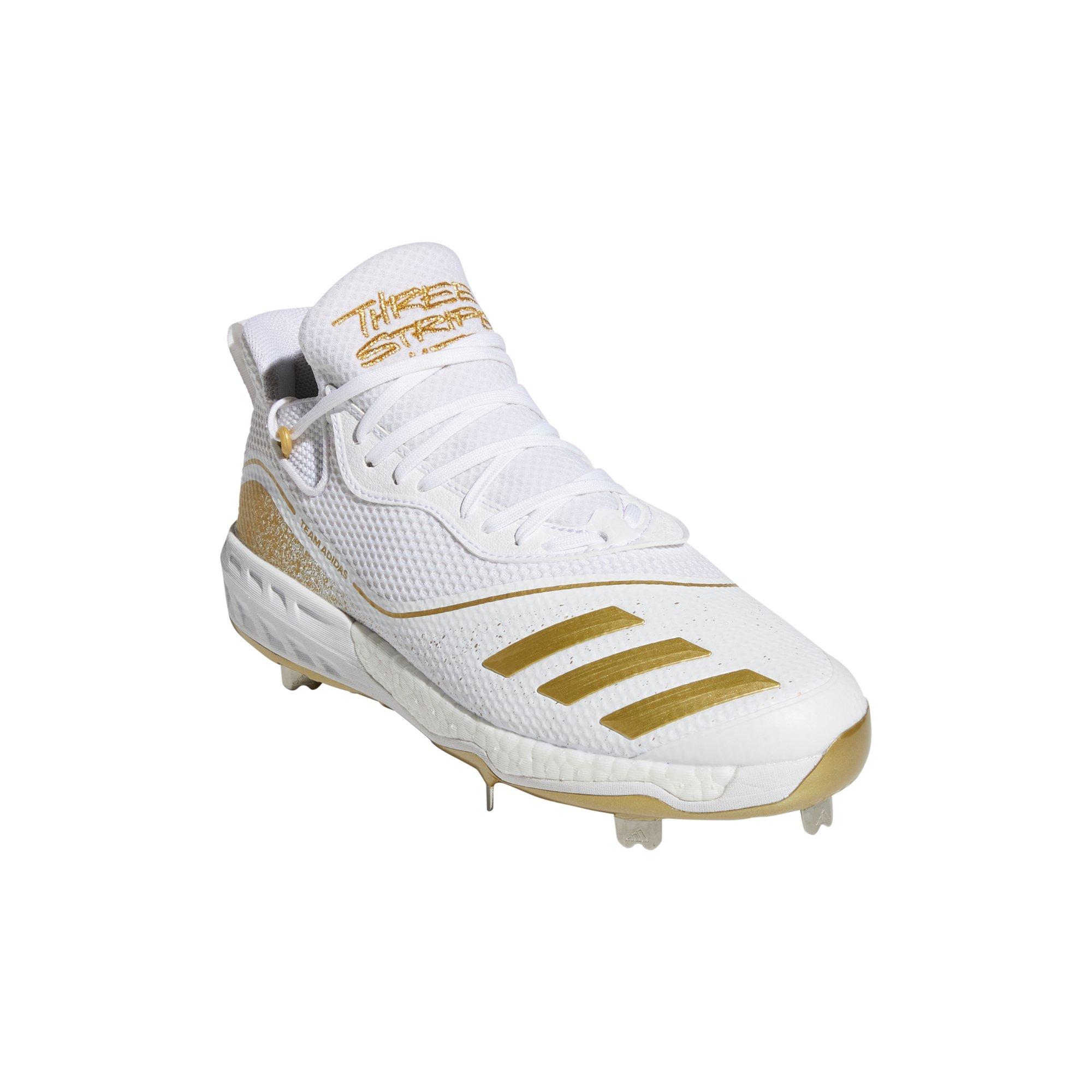 white and gold adidas baseball cleats