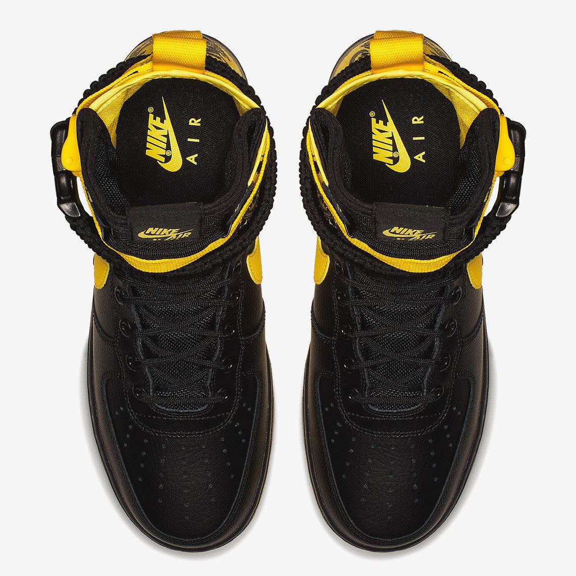 nike sf air force 1 black and yellow