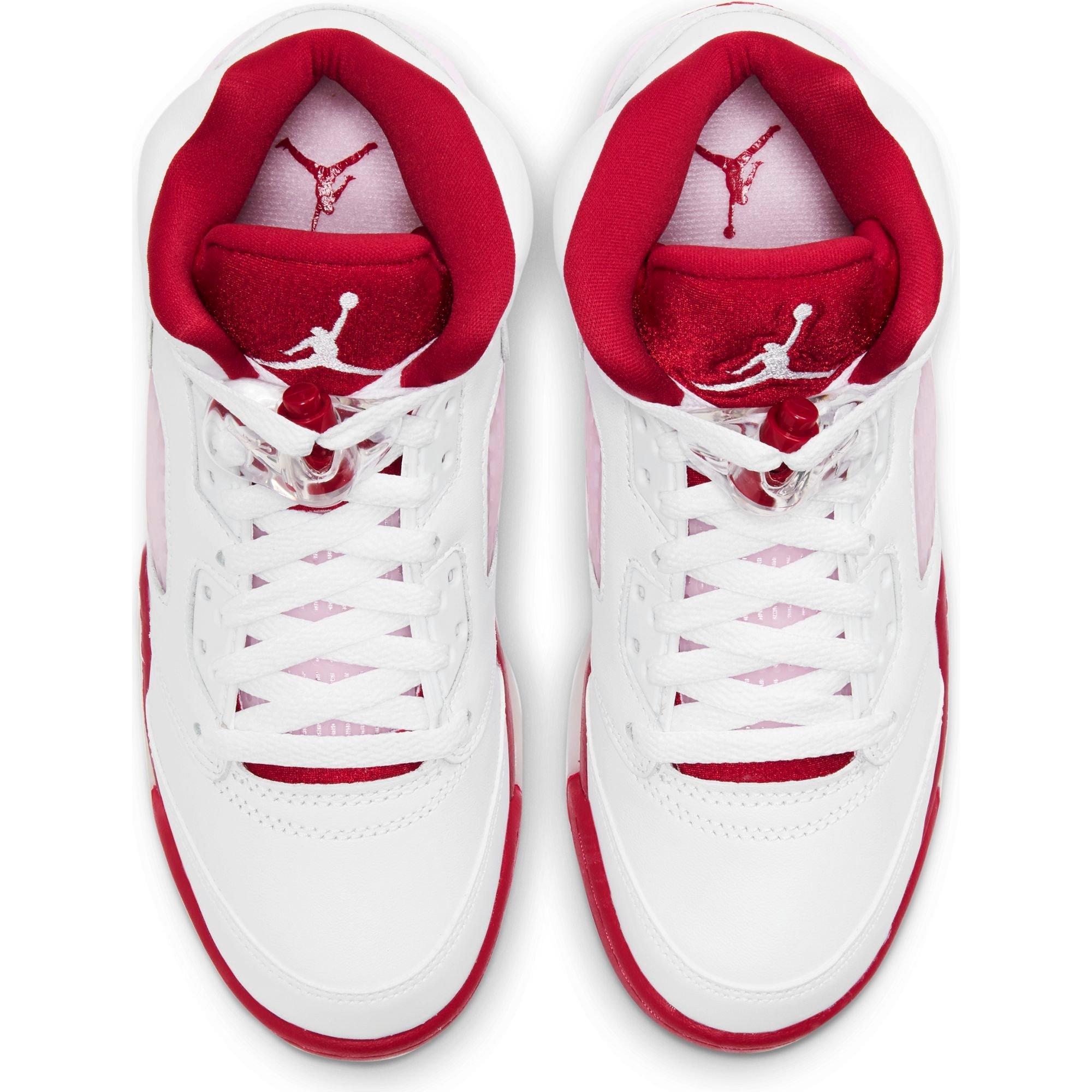 red and white pink jordans