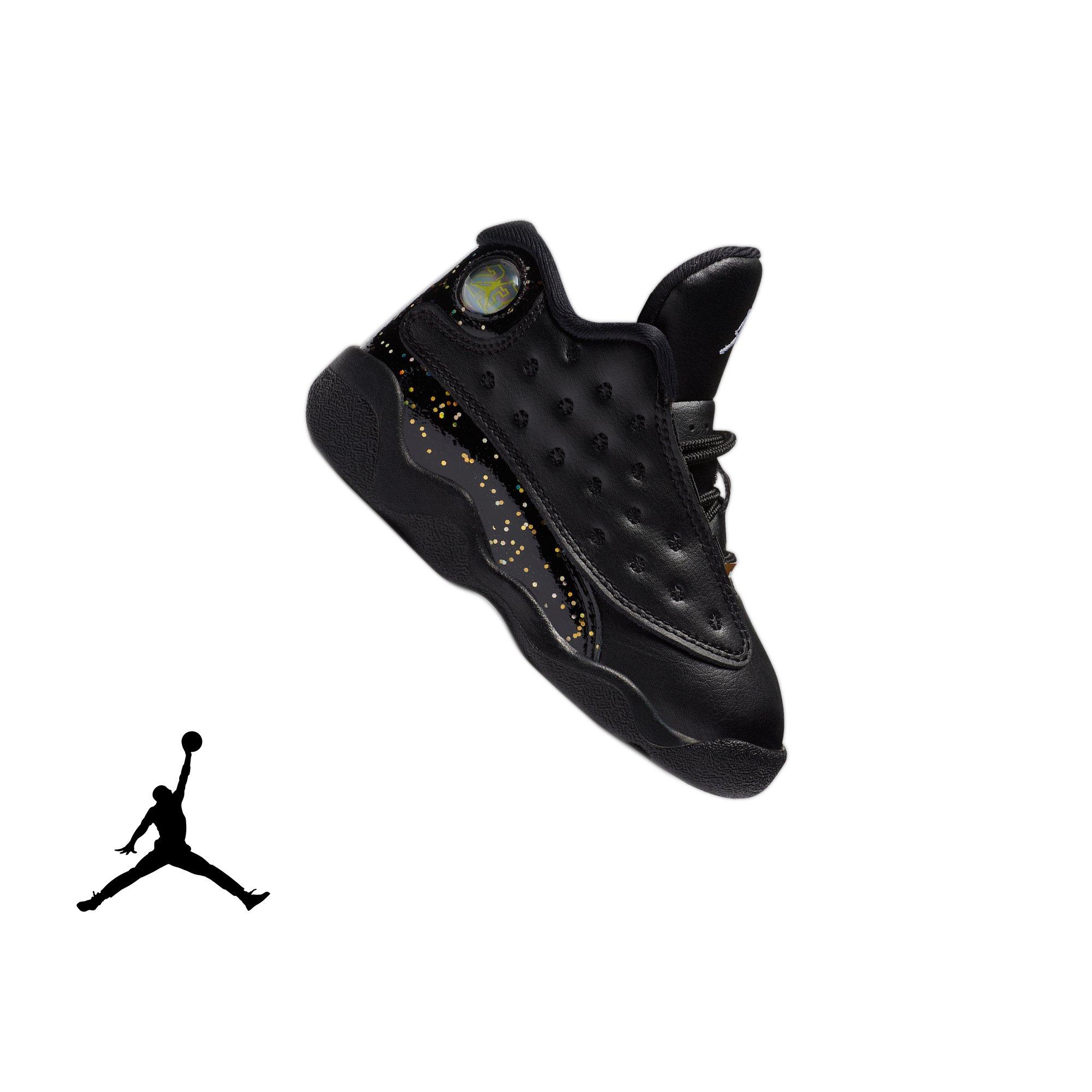 black and yellow infant jordans