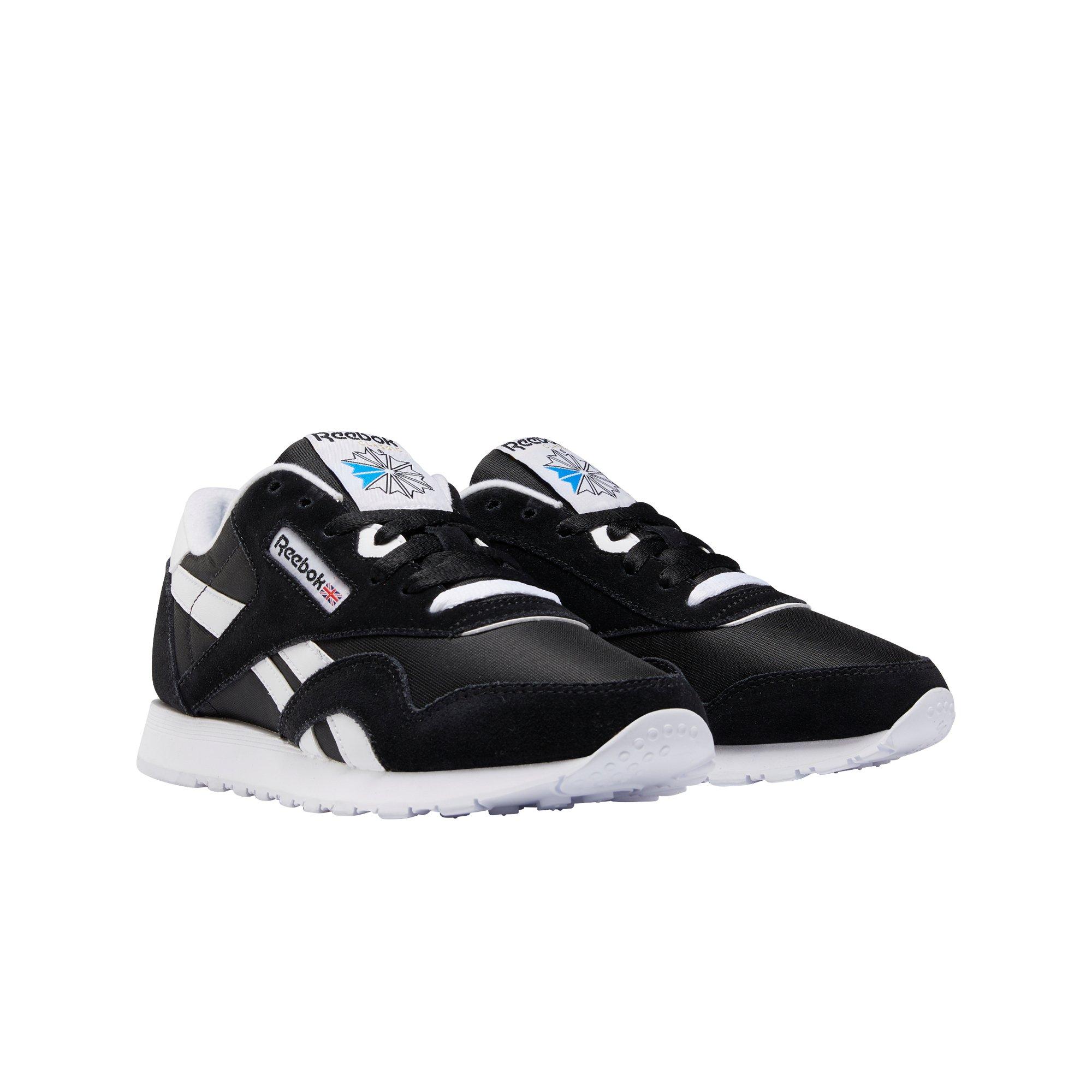 reebok classic nylon trainers in black and white