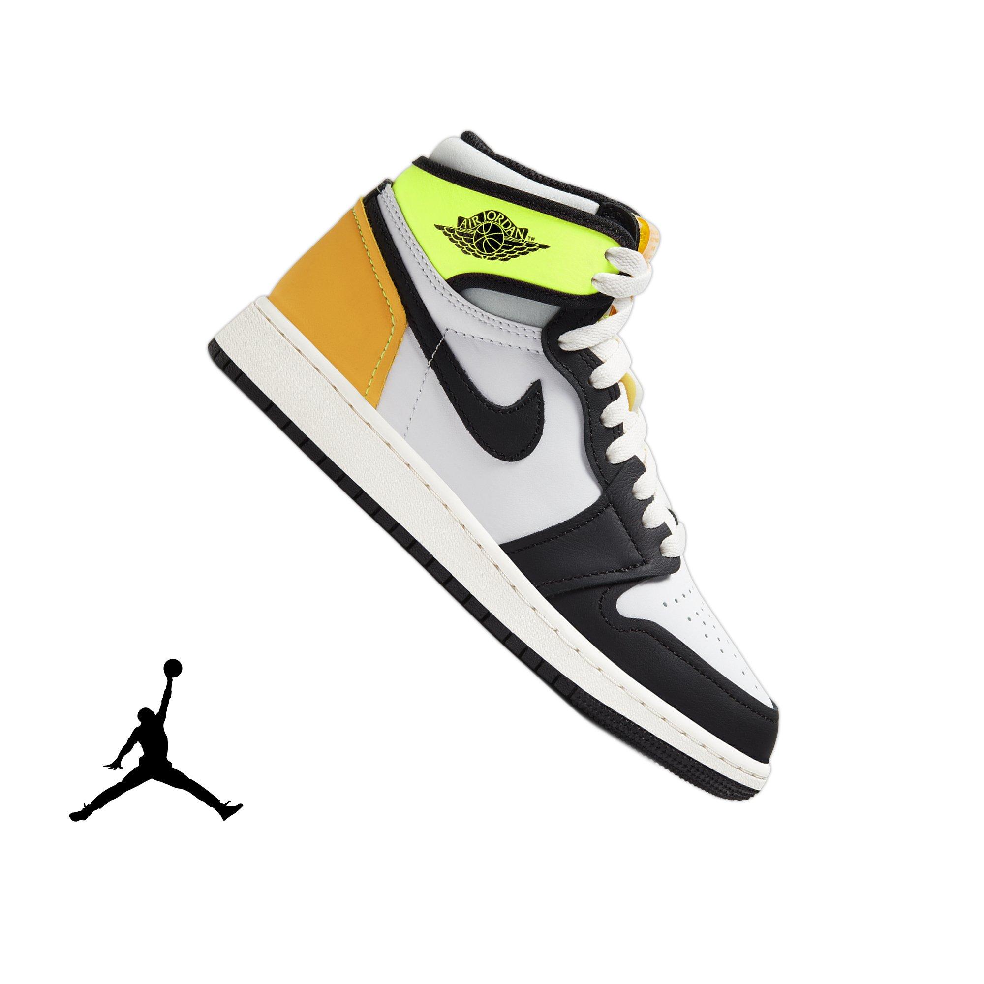 yellow black and white jordan 1 grade school