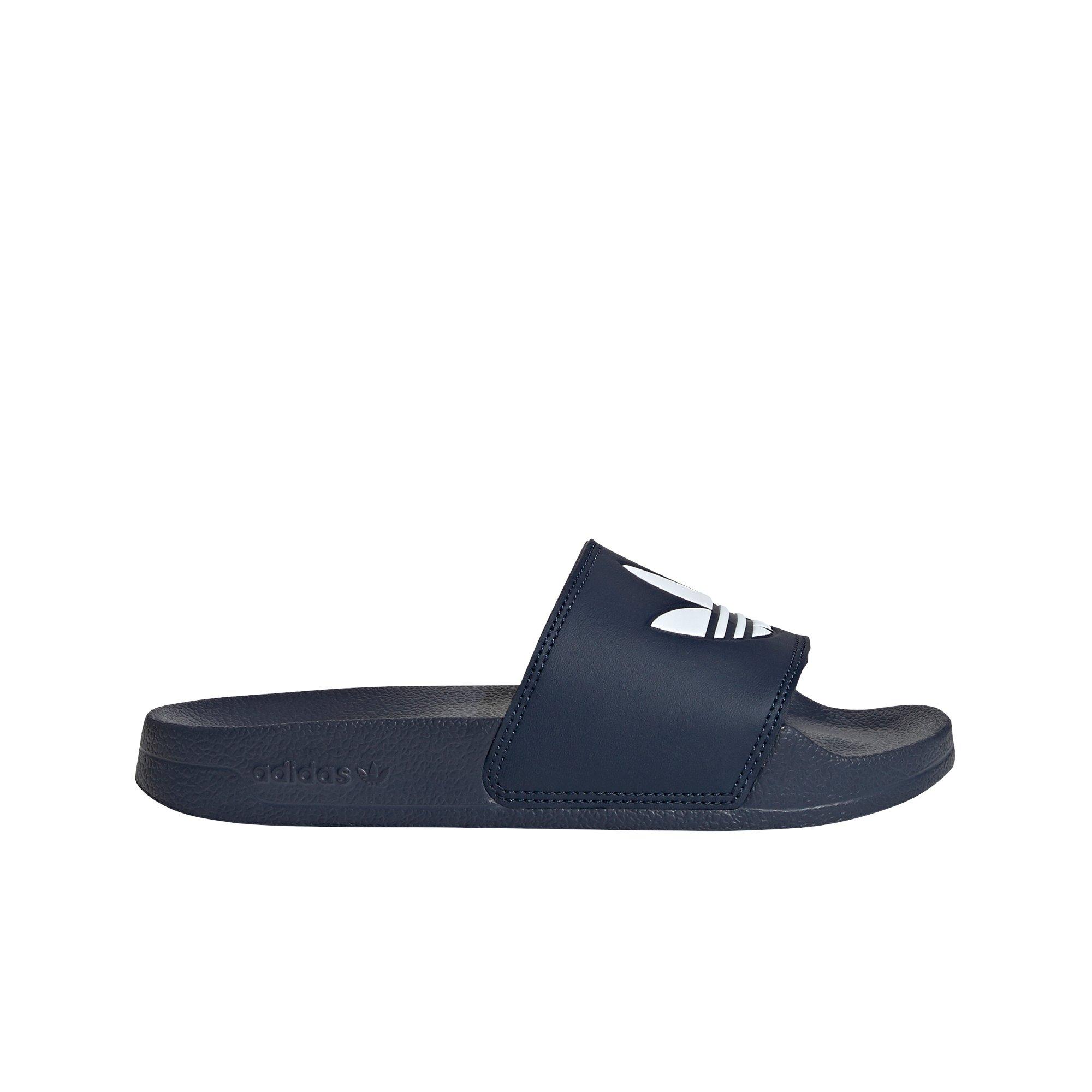 navy blue adidas slides