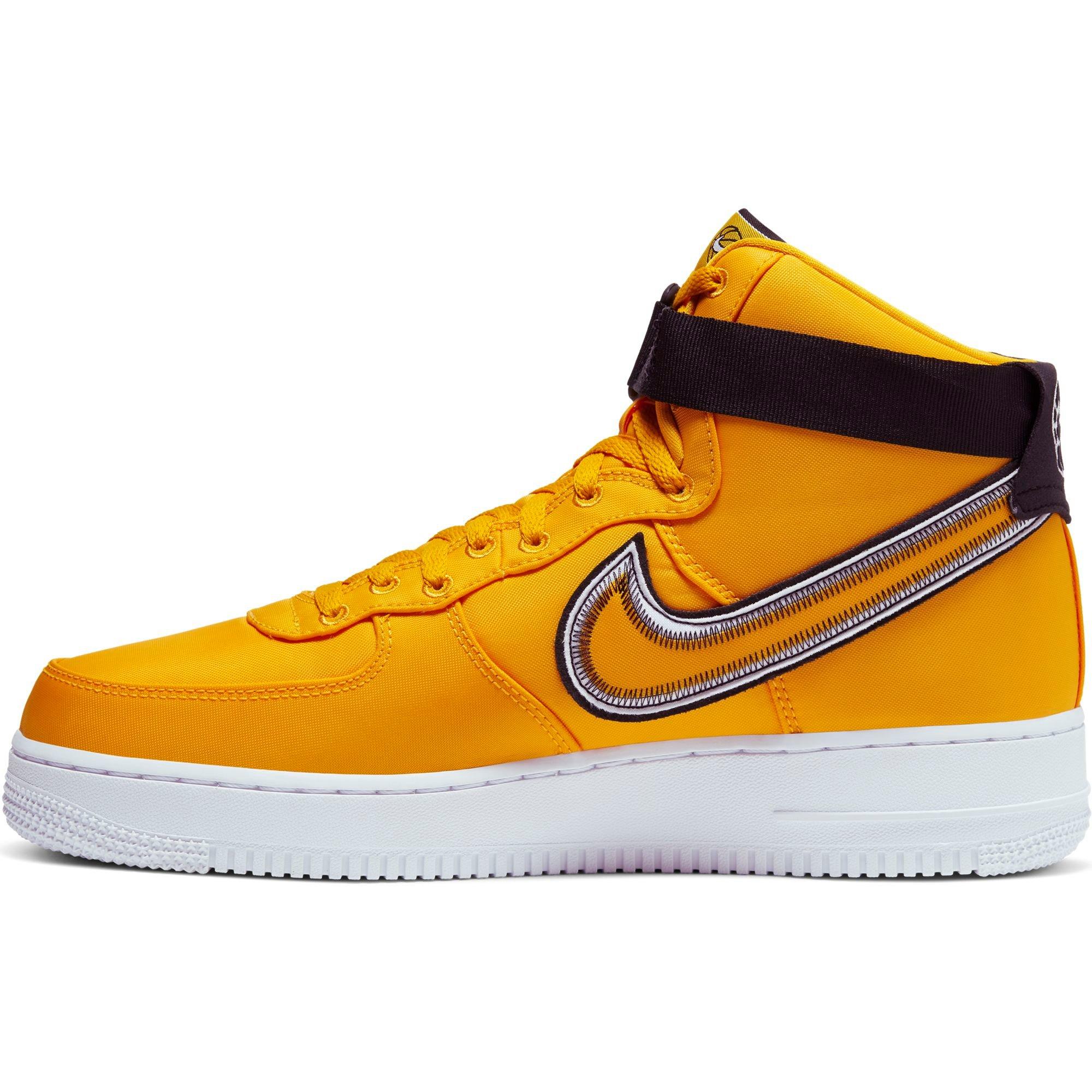 black and yellow high top air force ones