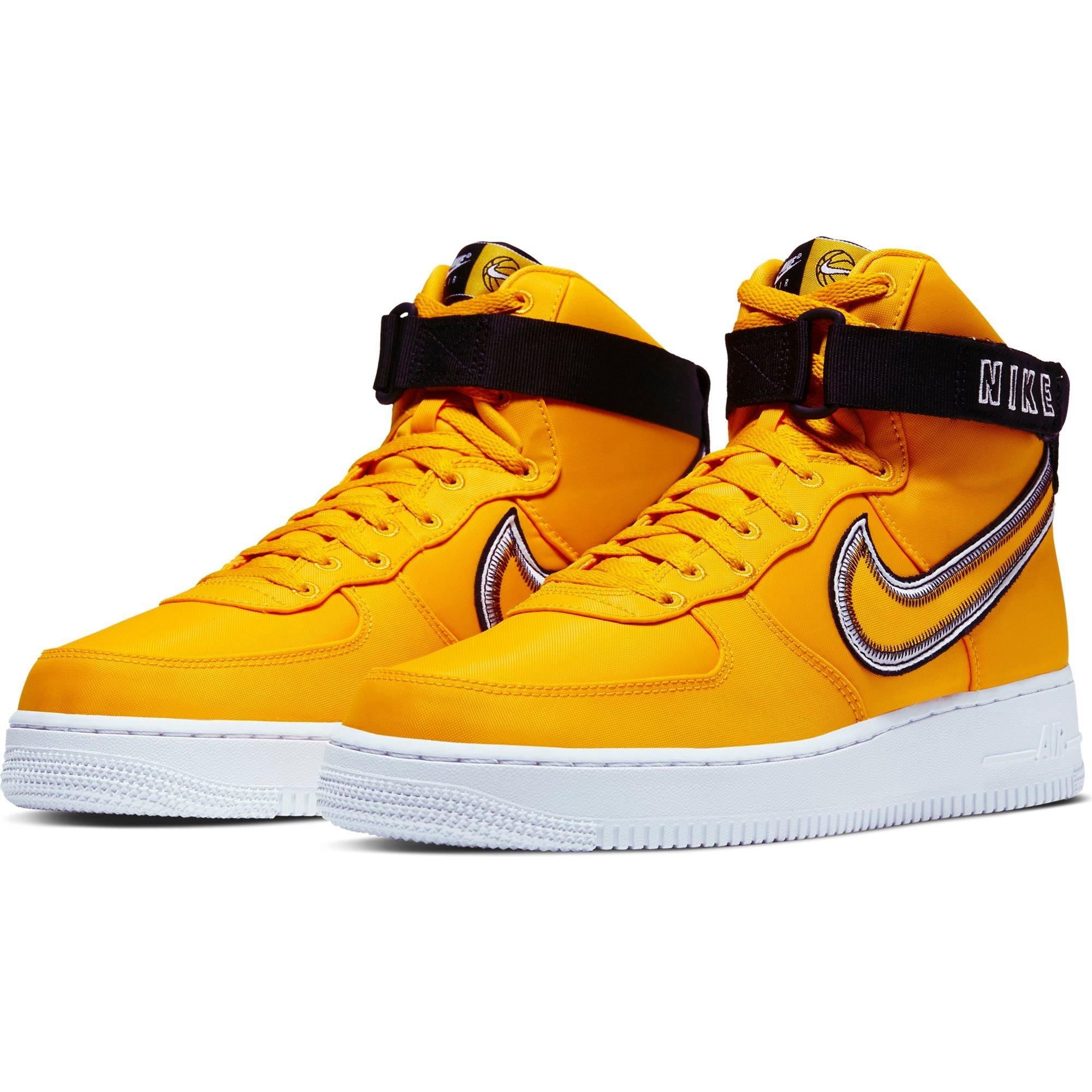 black and yellow high top air force ones