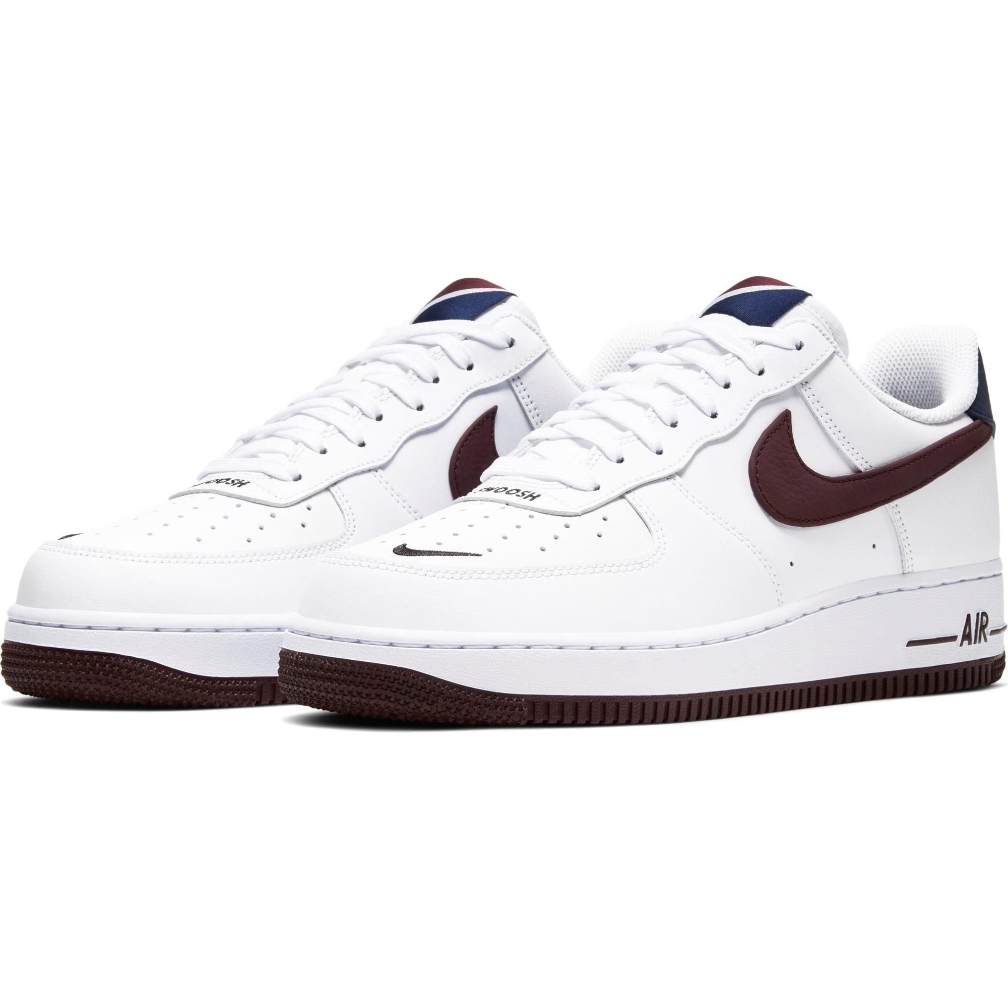 maroon and white air force ones