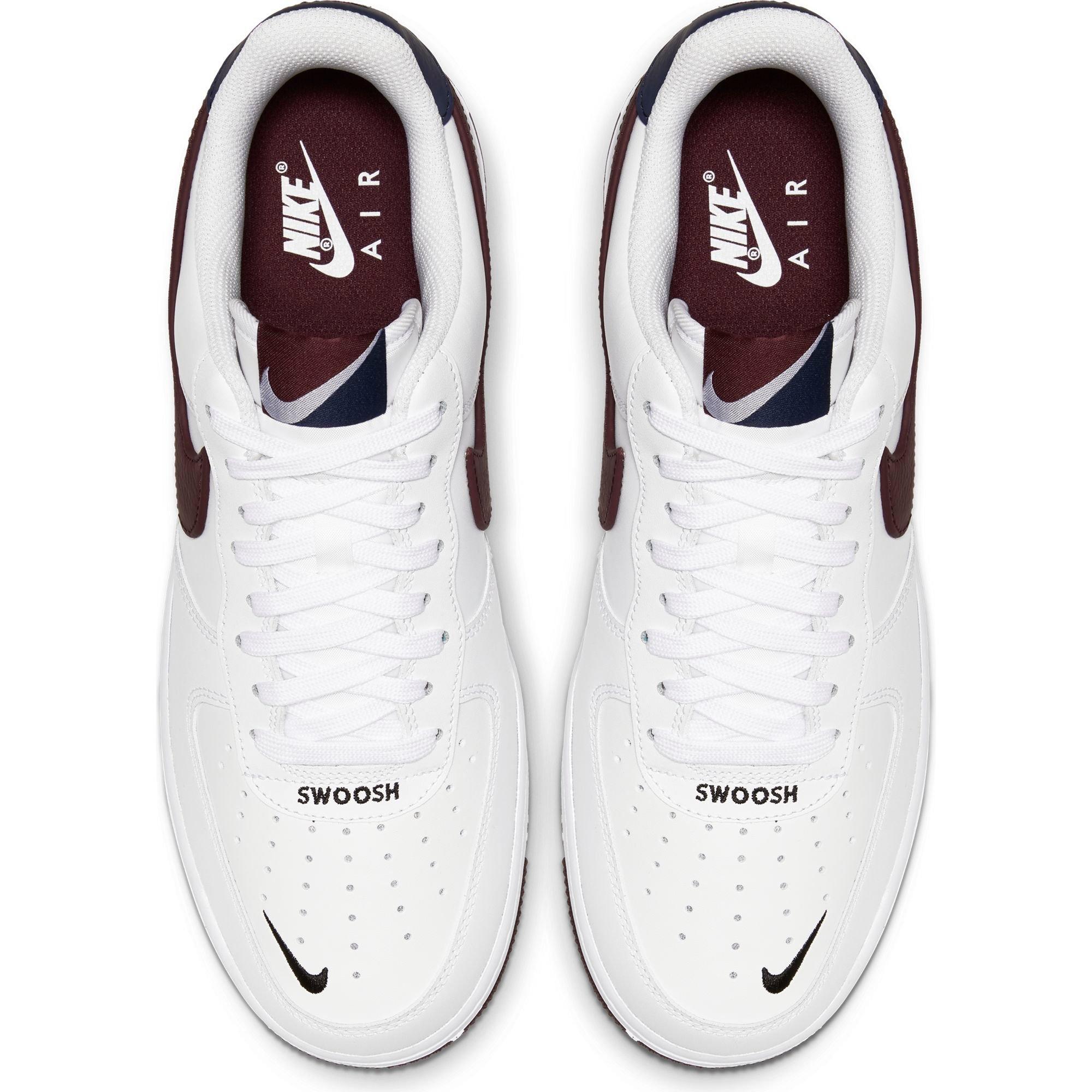 white and maroon air force ones