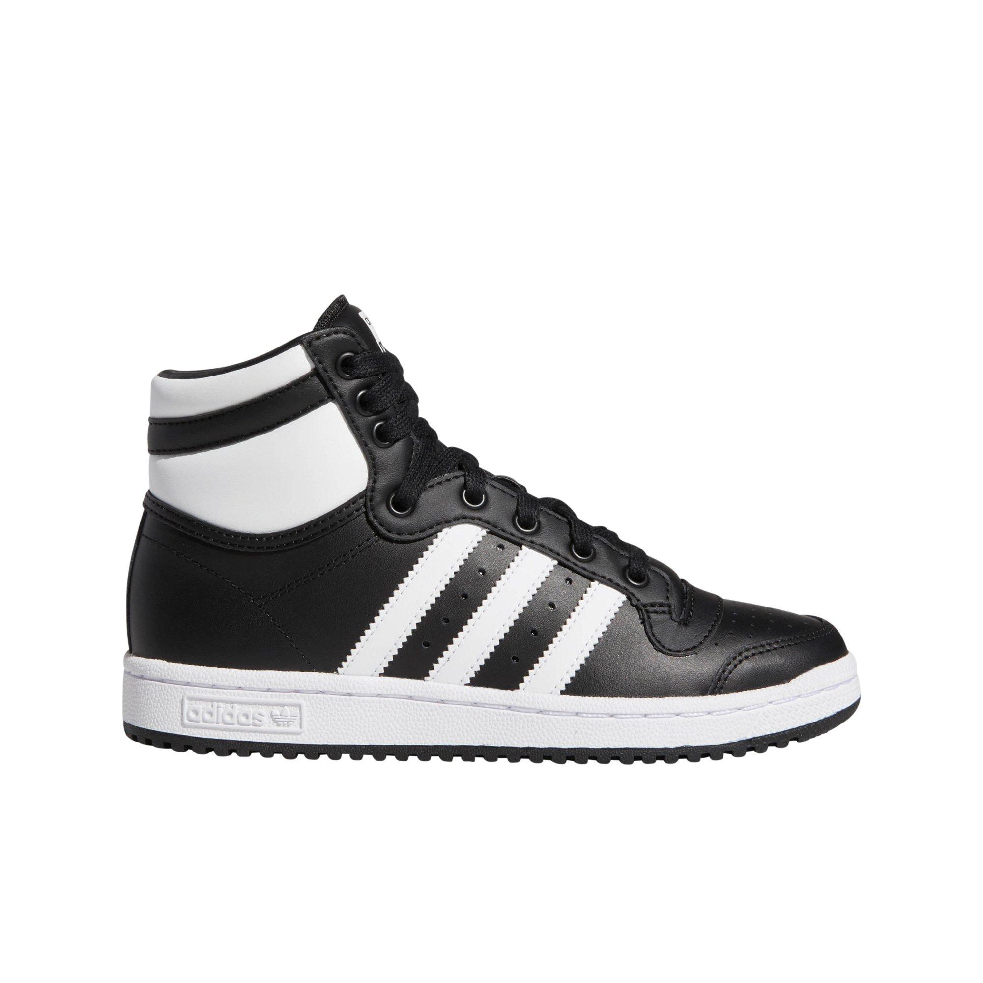 black and white adidas superstar high top