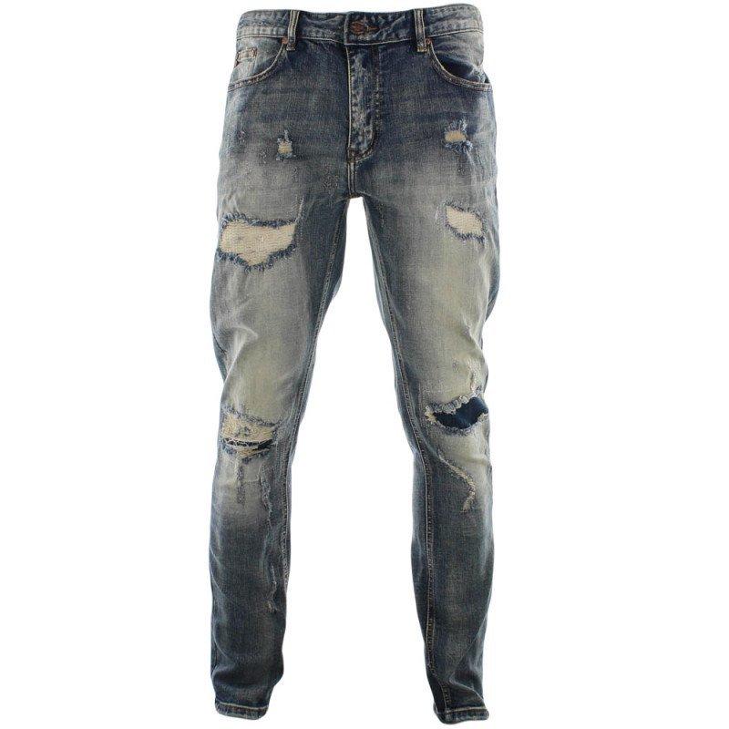 mens ripped repaired jeans